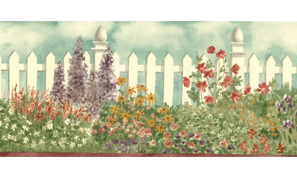 Watercolor Gardening Flowers Wallpaper Border - Red Floral Peel and Stick Wall Decals for Home Decor | Perfect for Bedroom, Nursery, Kitchen & Living Room Accent Wall