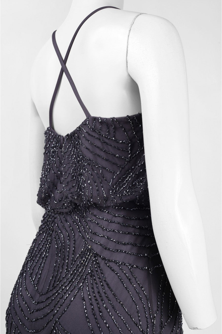 Adrianna Papell Beaded Chiffon Blouson Gown in Gunmetal - Elegant Formal Dress for Weddings, Galas & Special Occasions