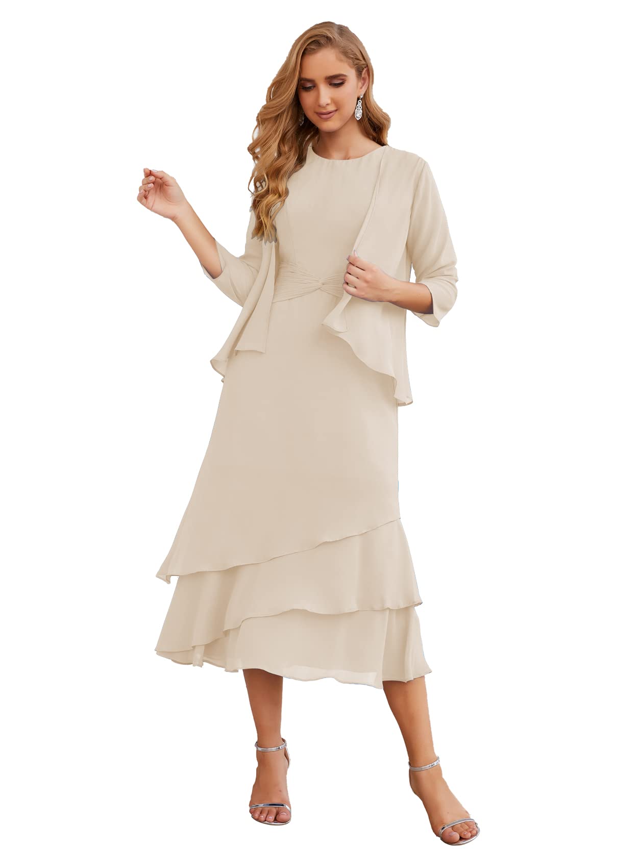 Elegant Plus Size Chiffon A-Line Prom Gowns & Mother of The Bride Dresses with Jacket - Formal Evening Wear for Women | Perfect for Weddings, Graduations & Special Occasions