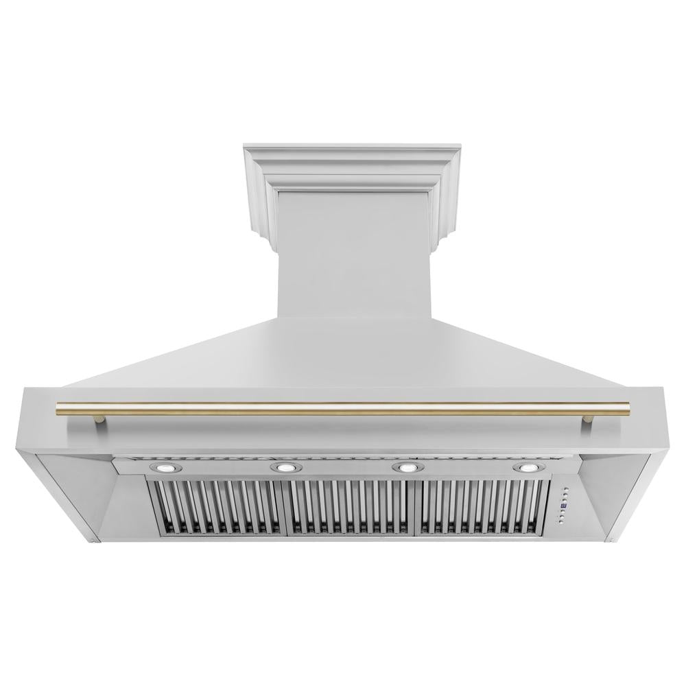 ZLINE Autograph Edition 48-inch Stainless Steel Dual Fuel Range with Range Hood & Dishwasher - Polished Gold Accents (3AKP RARHDWM48 G) | Professional Kitchen Package for Home Chefs & Modern Cooking Enthusiasts
