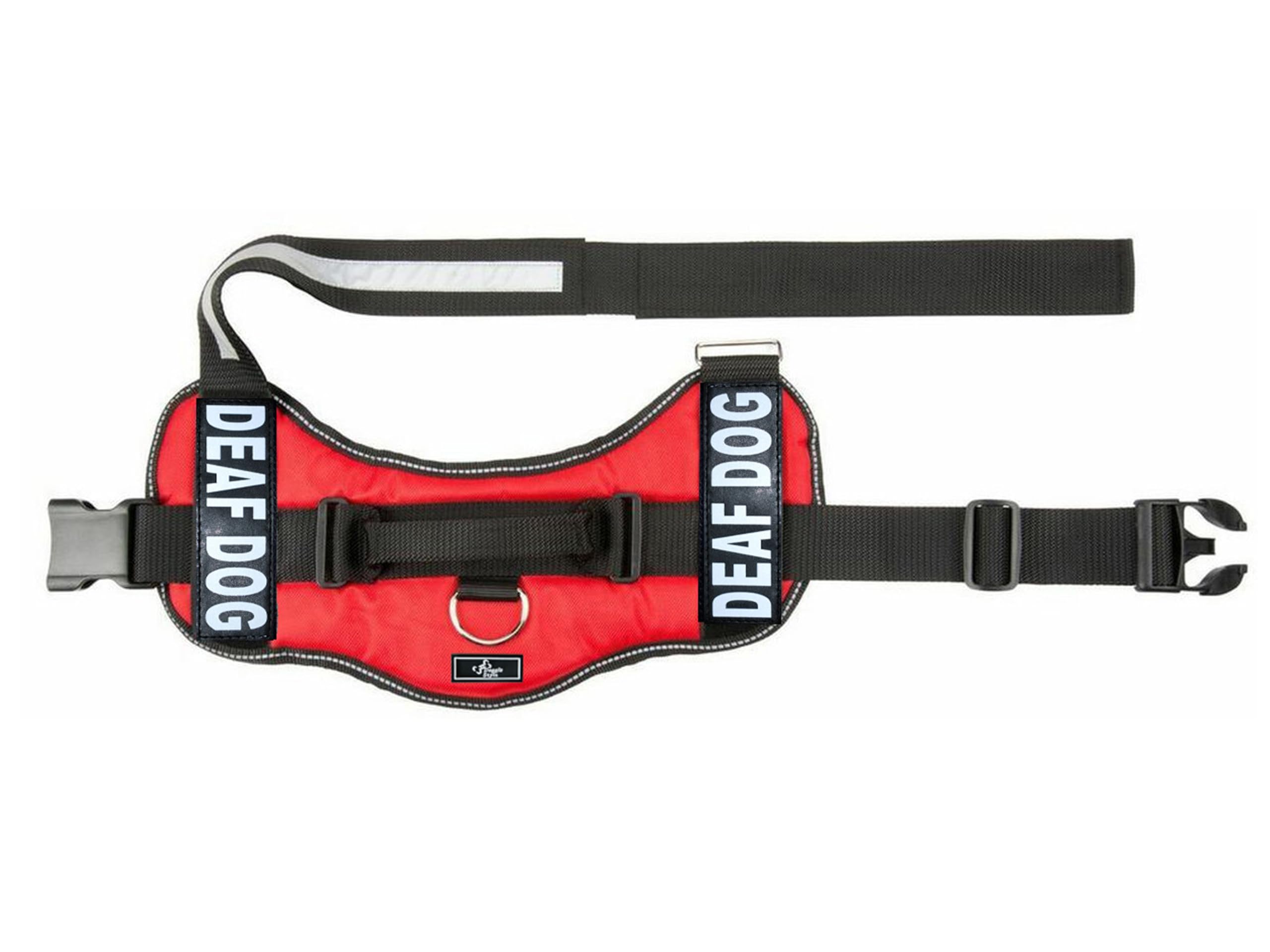 Doggie Stylz Adjustable Dog Harness with Removable Patches & Reflective Trim - Includes 2 Deaf Dog Reflective Hook & Loop Patches (14