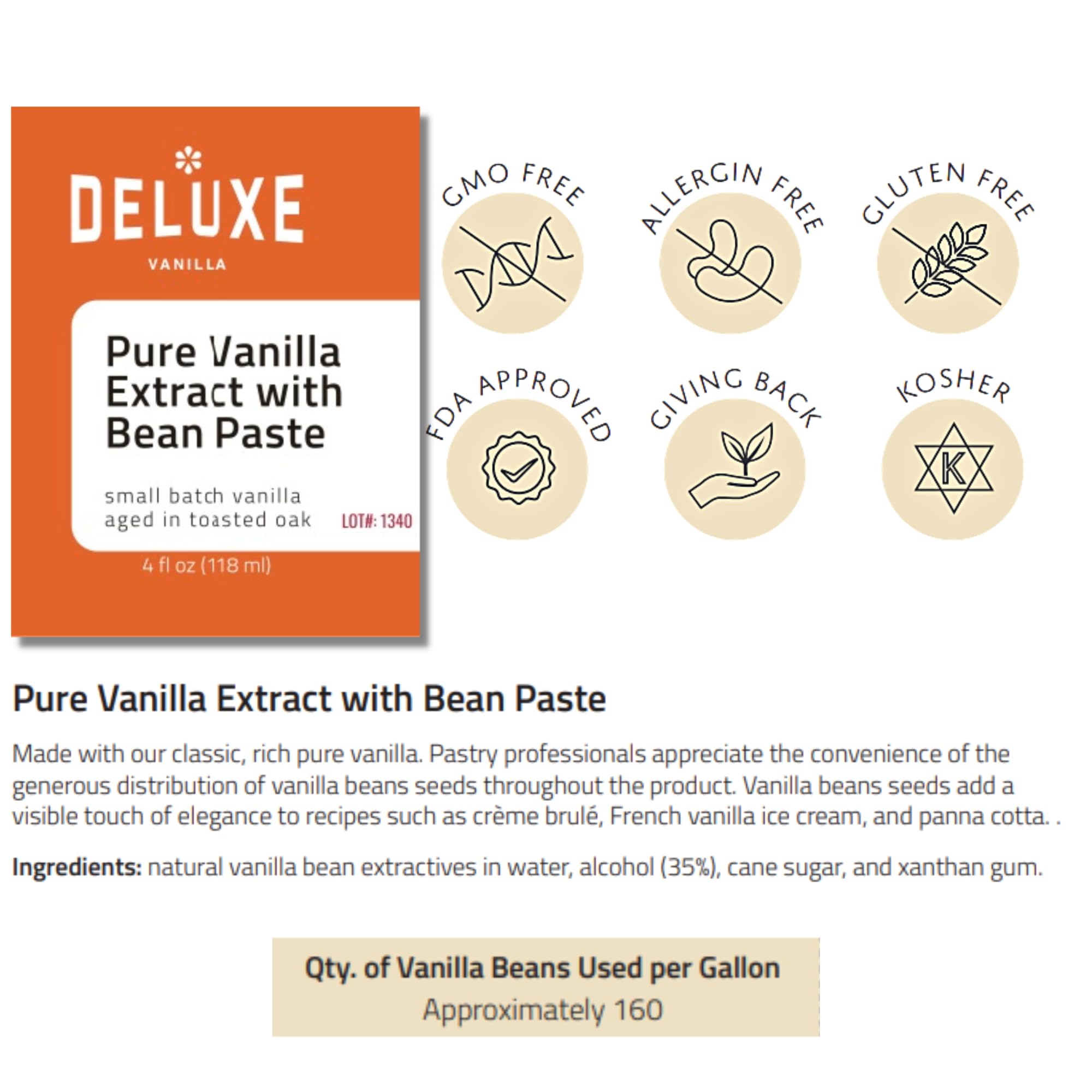Premium Vanilla Bean Paste - 1 Gallon (128 oz) Bulk for Baking, Cooking, Desserts | Rich Vanilla Flavor for Cakes, Ice Cream, Frosting & Beverages