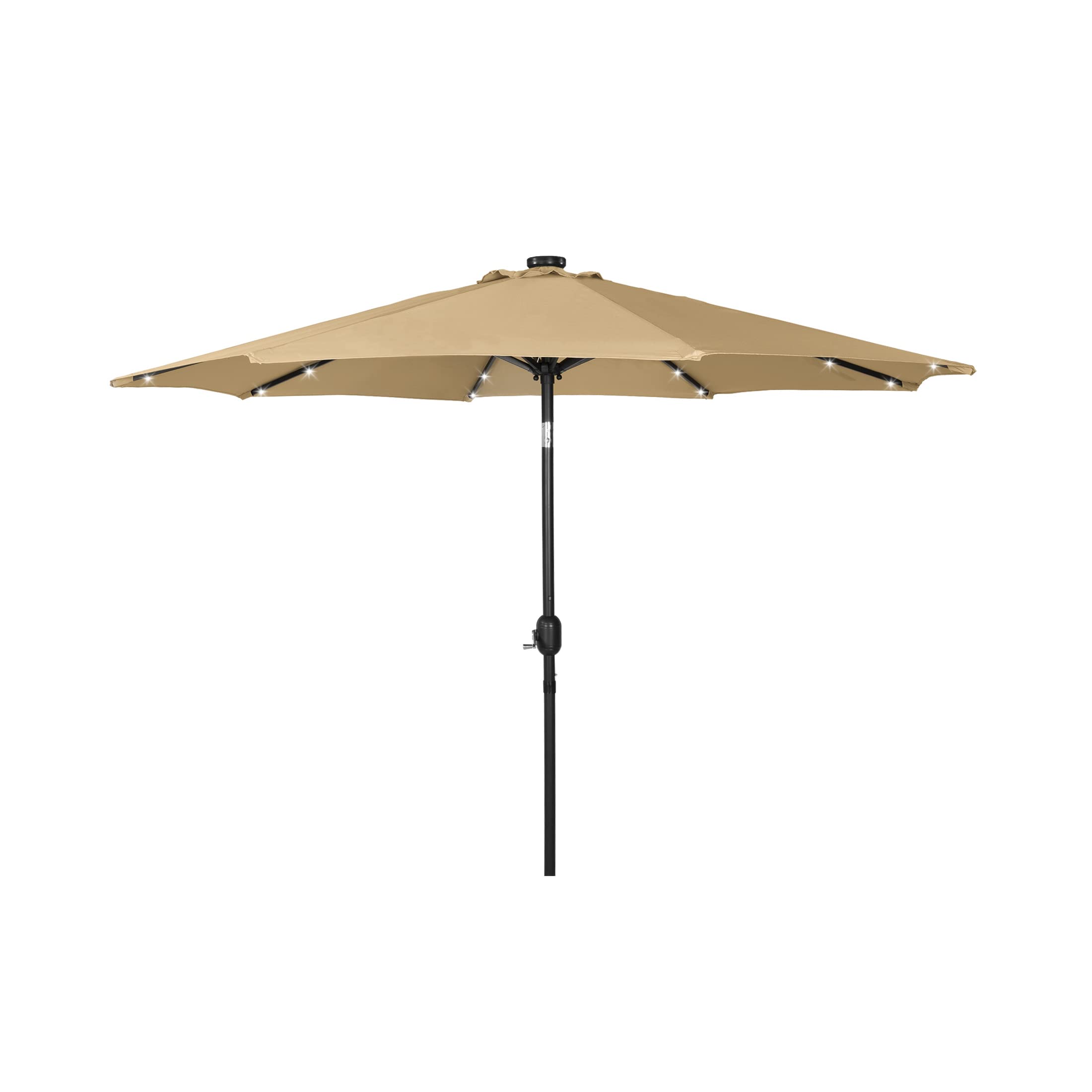 WO Home 9ft LED Lit Outdoor Patio Umbrella - Durable Sunshade for Bistro, Garden, and Poolside Relaxation