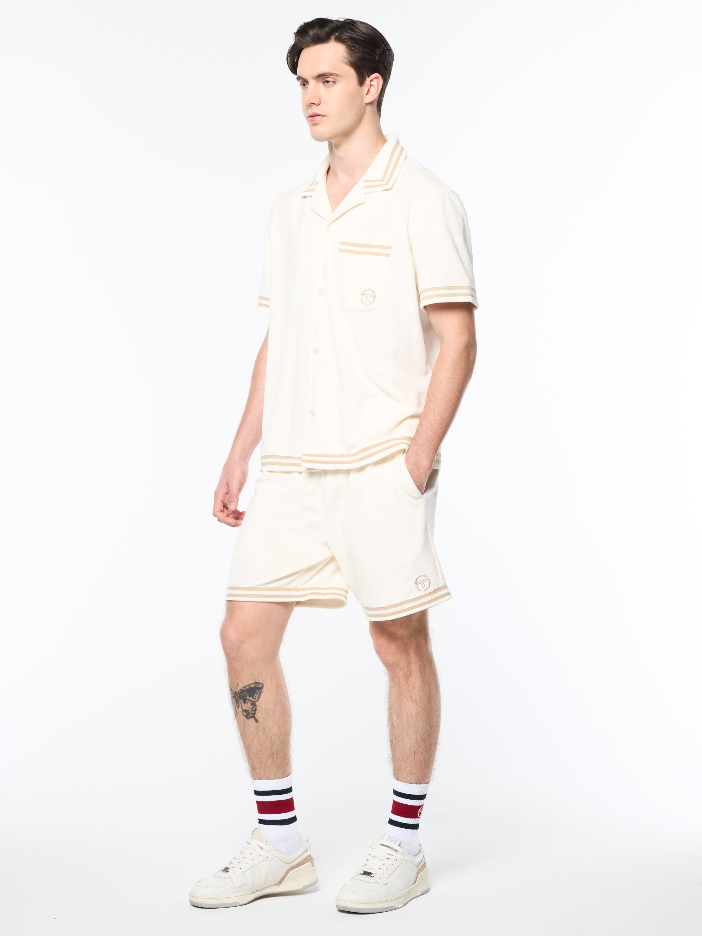 Vitus Terry Cabana Shirt for Men - Lightweight Breathable Linen Blend Beach Shirt with Tropical Gardenia Print - Perfect for Summer Vacation, Poolside Lounging and Beach Getaways