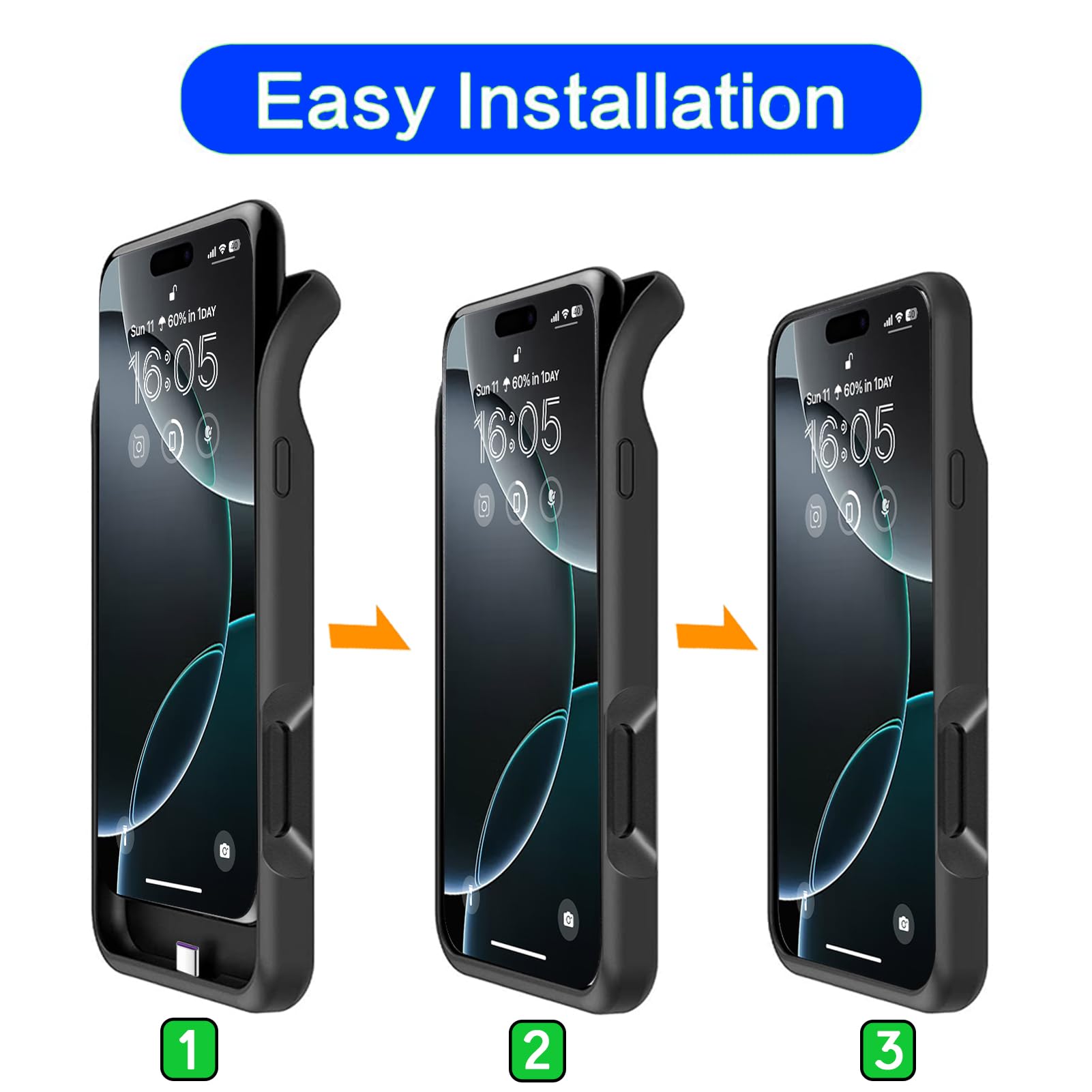 12000mAh Battery Case for iPhone 16 Pro Max | Wireless Charging Power Bank Case | Extended Battery Pack for iPhone 16 Pro Max (6.9