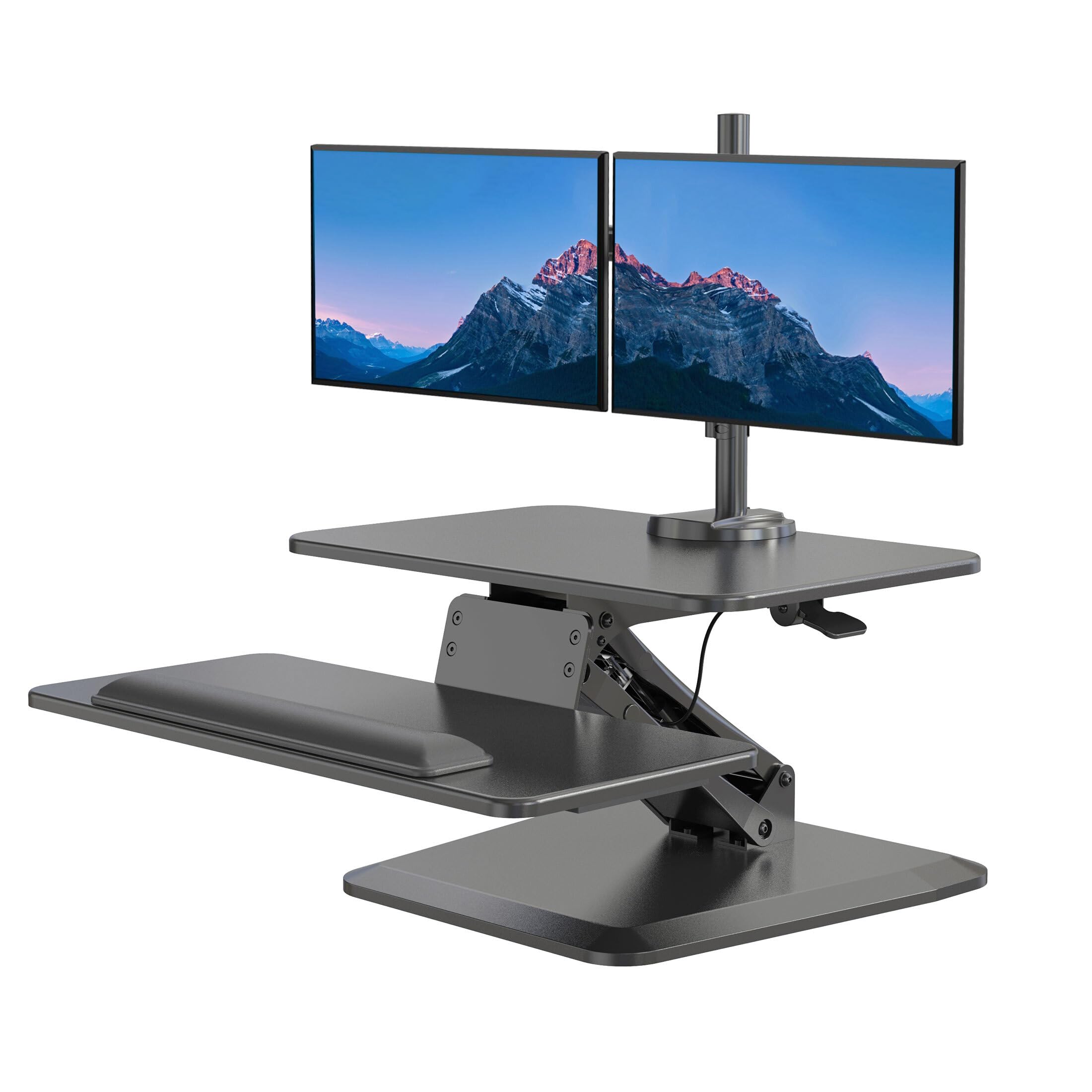 Mount-It! Adjustable Standing Desk Converter with Dual Monitor Mount - 23