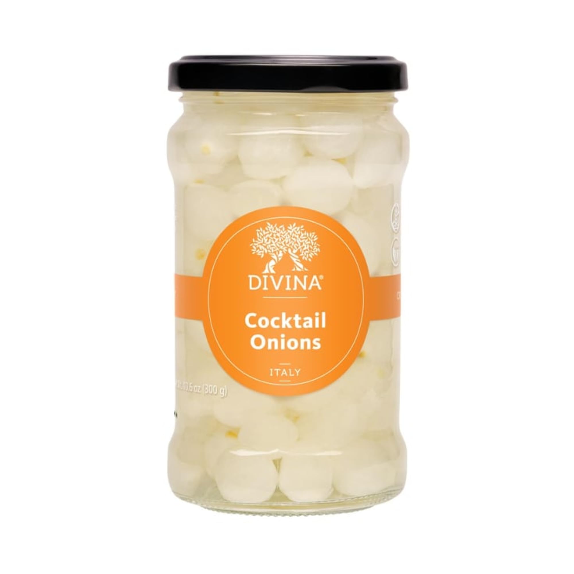 DIVINA Premium Cocktail Onions - 10.6 oz Jar - Gourmet Garnish for Martinis, Gibsons & Bloody Marys - Perfect for Home Bars & Cocktail Parties