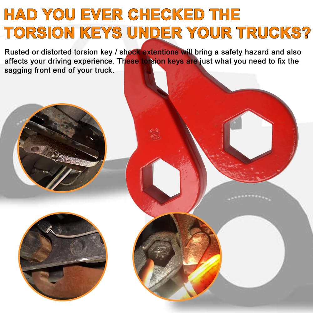 **Forged Steel Torsion Bar Keys 1-3 Inch Leveling Lift Kit – Compatible with 2001-2010 Chevy Silverado & GMC Sierra 2500/3500 2WD/4WD 8-Lug (Red) – Heavy-Duty Suspension Upgrade for Off-Road & Towing**