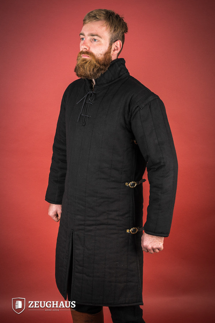 Medieval Gambeson with Side Buckles - Black Historical Armor for LARP, Cosplay & Renaissance Fairs | Authentic Protective Tunic for Reenactment