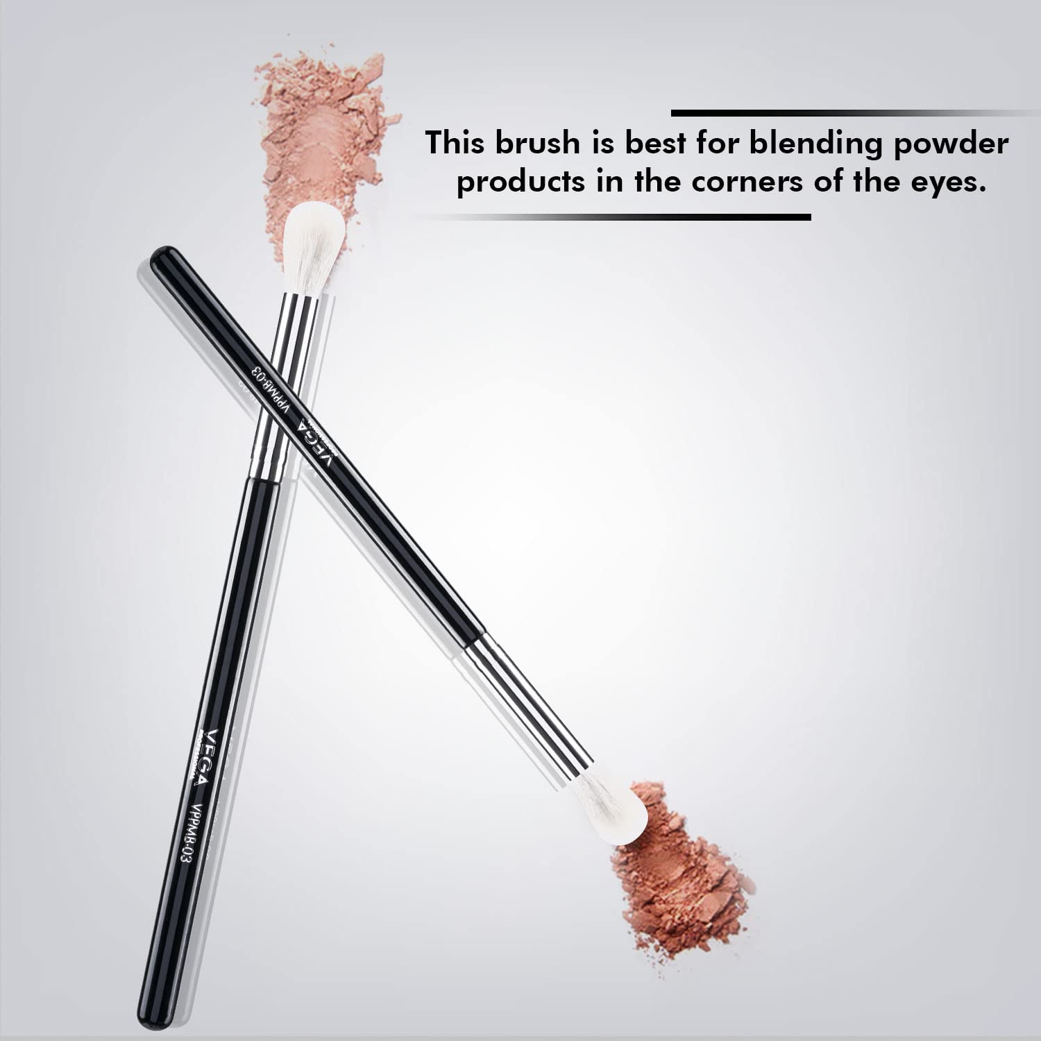 VEGA PROFESSIONAL Eye Blender Makeup Brush - Soft Bristles with Copper Ferrule & Wooden Handle (VPPMB-03) - Perfect for Eyeshadow Blending, Contouring & Professional Makeup Application