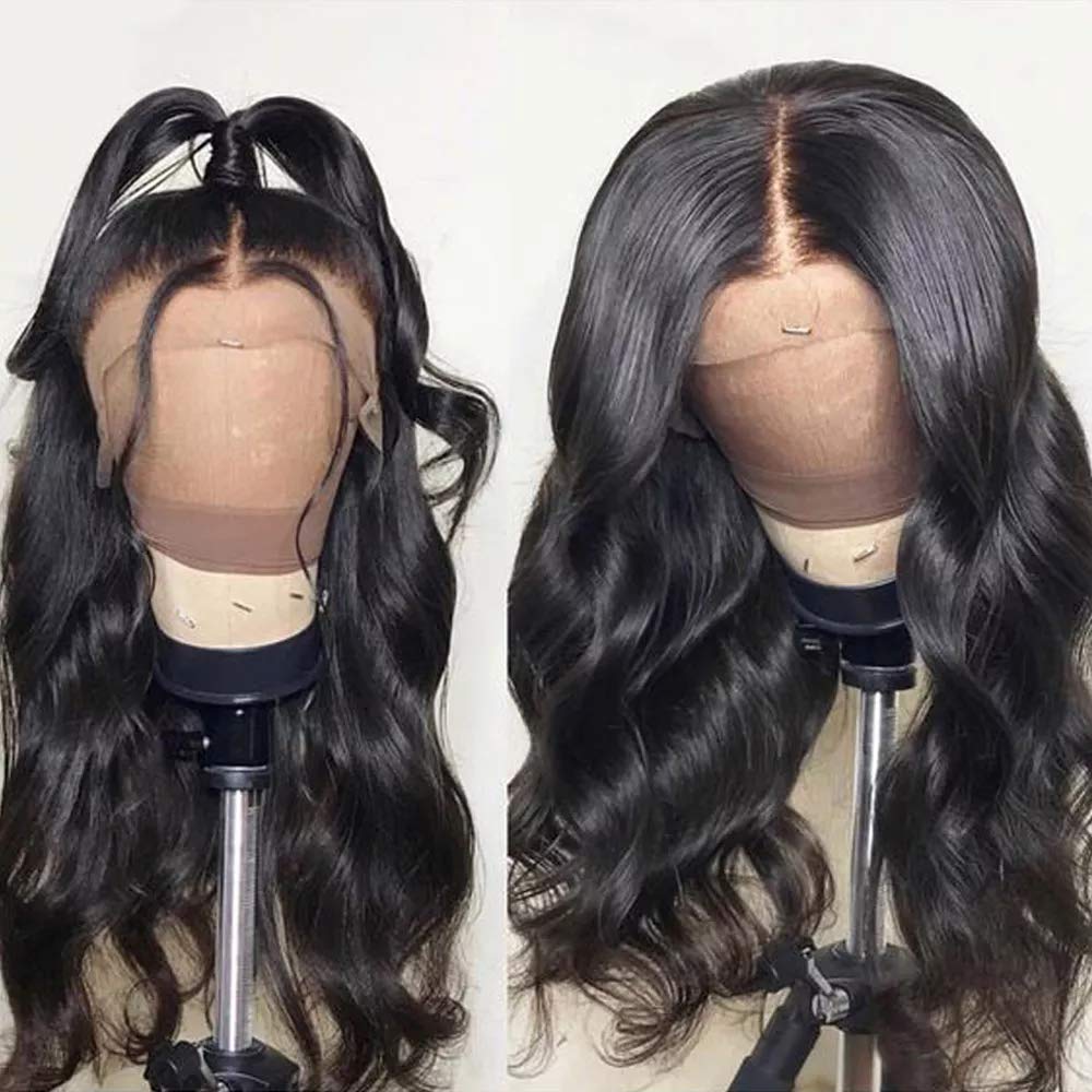 13x5x1 Lace Front Human Hair Wig with Baby Hair - 150% Density Body Wave 28 Inch T Part Lace Wig for Women - Natural Black Hairline - Perfect for Daily Wear, Parties, Cosplay and Special Occasions