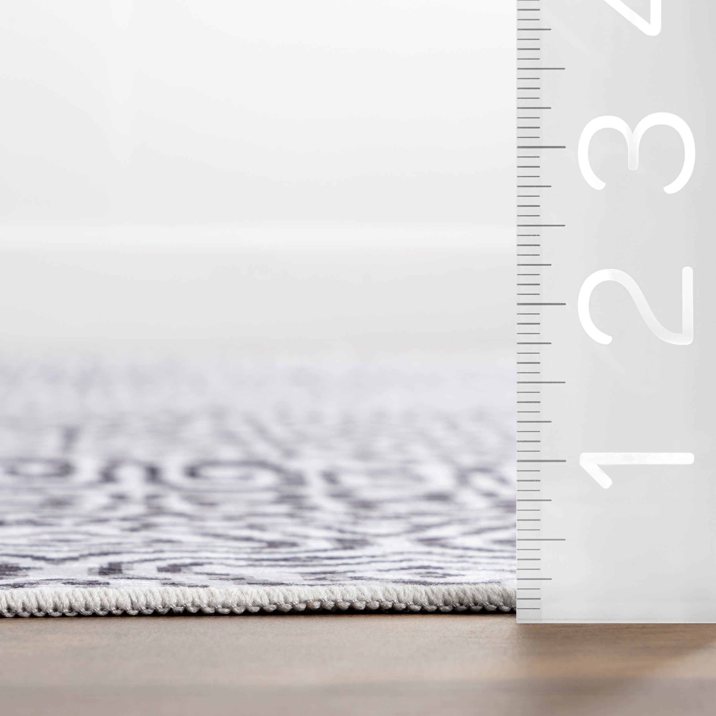 Diamond Mosaic Spill Proof Washable Rug - Non-Slip Grey Area Rug for Living Room, Bedroom & Kitchen | Easy Clean Pet Friendly Home Decor