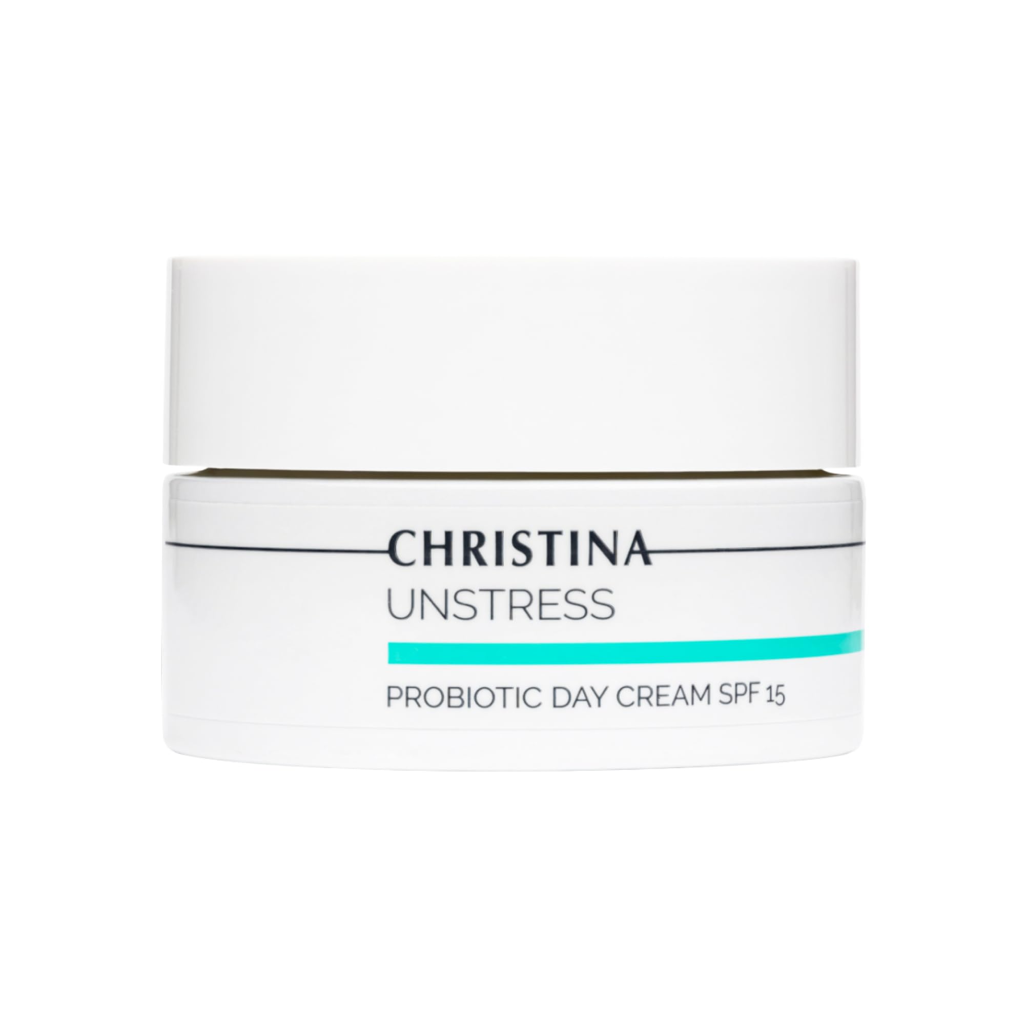 CHRISTINA Unstress Probiotic Day Cream with SPF 15 - Hydrating Face Moisturizer for Combination, Normal & Dry Skin | Collaxyl Formula for Skin Protection & Nourishment | 50ml | Perfect for Daily Skincare Routine & Sun Protection