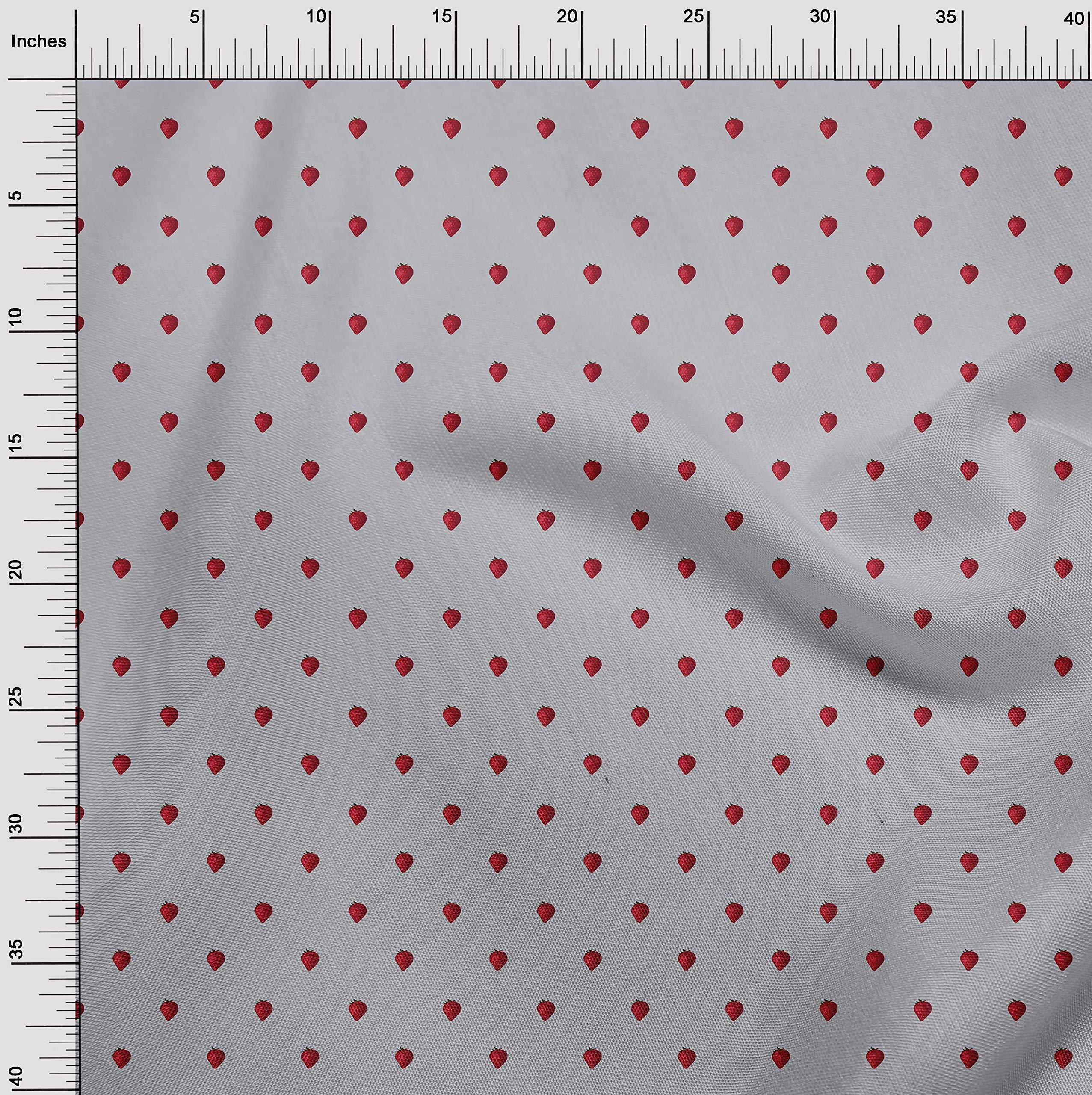 oneOone Cotton Cambric Fabric - Strawberry Fruit Printed Craft Fabric - 56 Inch Wide - Perfect for DIY Sewing, Quilting, Dressmaking & Home Decor Projects