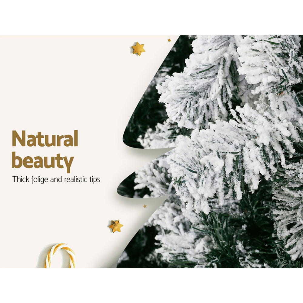 1.8M Pre-Lit Artificial Christmas Tree with 520 Snowy Tips - Holiday Xmas Decor for Home, Office, Party & Outdoor Decorations