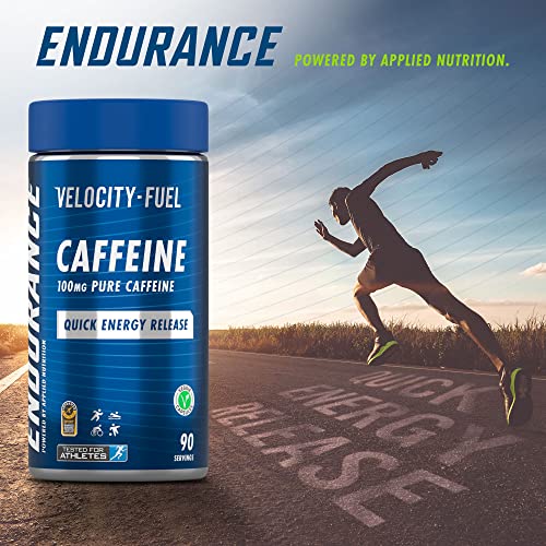 Applied Nutrition Endurance Pure Caffeine Capsules 100ct - Unflavored Energy Boost for Workouts, Focus & Performance | Pre-Workout Supplement for Athletes & Fitness