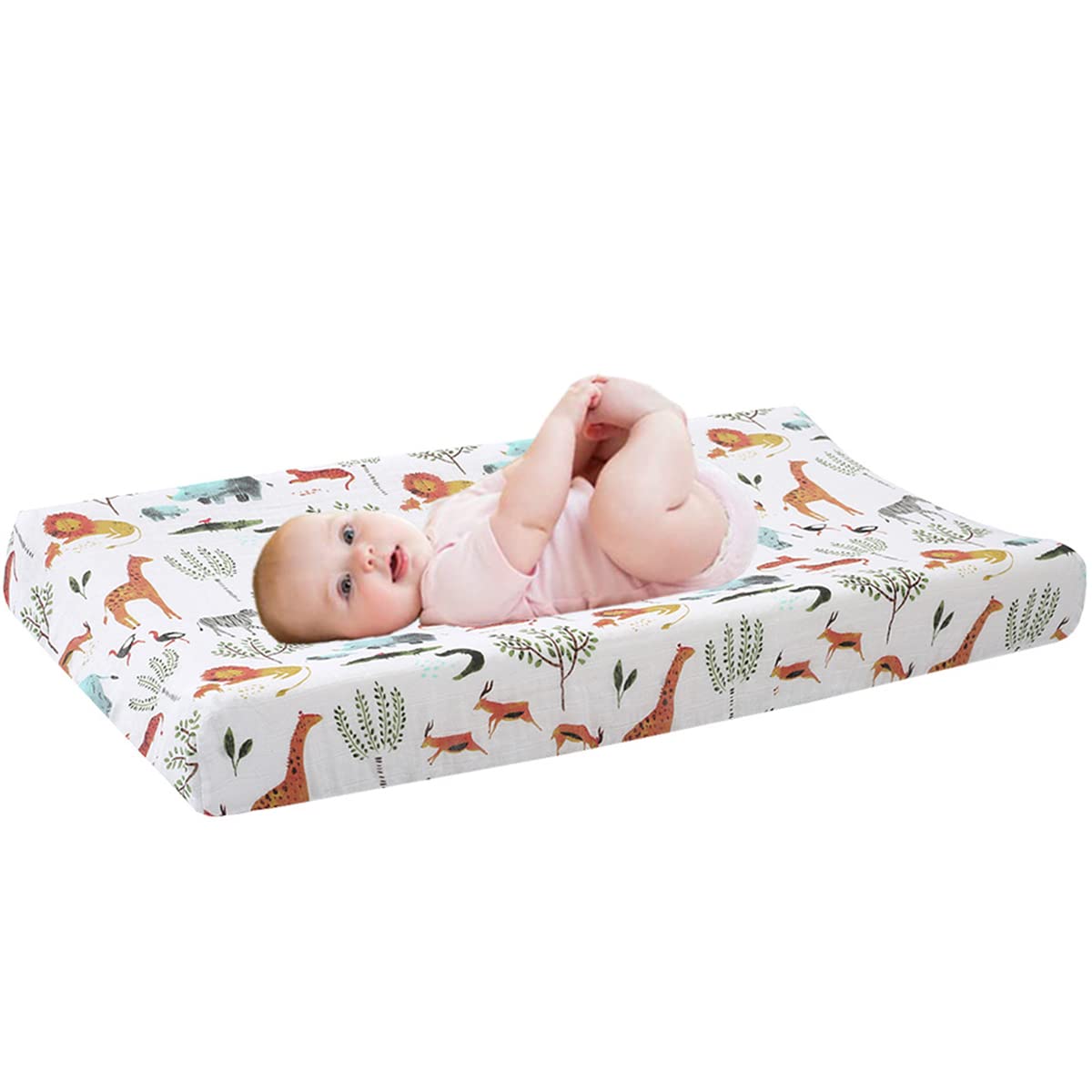 Soft Breathable Cotton Diaper Changing Pad Cover - Washable & Reusable Nappy Changing Table Sheet for 0-3 Years Old Toddlers (Forestry) | Perfect for Nursery, Daycare & Travel Use