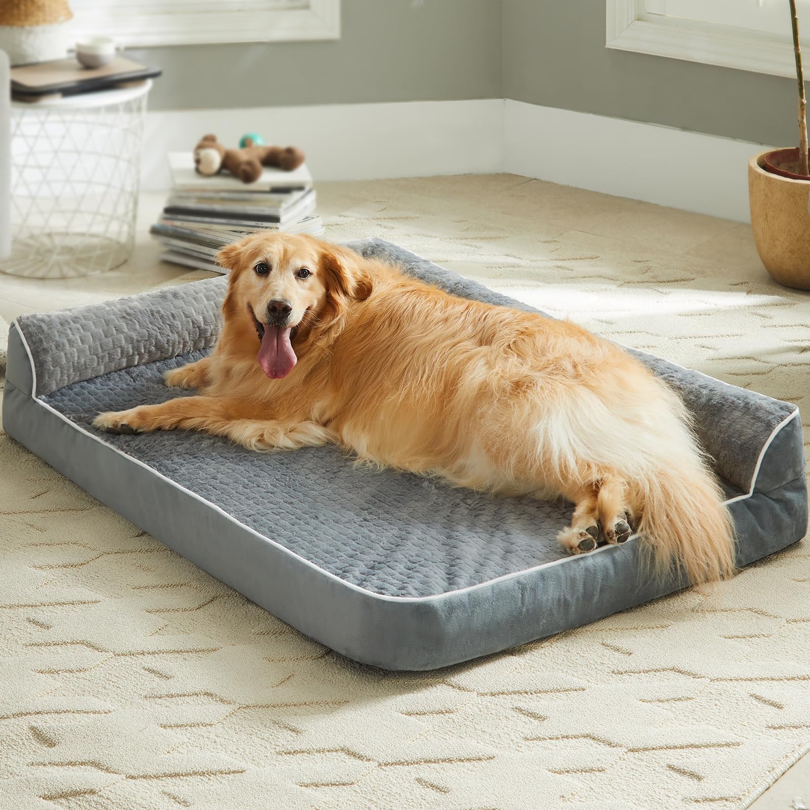 Orthopedic Dog Beds for Large Dogs - Waterproof Sofa Pet Bed with Removable Washable Cover, Non-Slip Bottom & Supportive Foam - Perfect for Arthritis, Joint Pain & Senior Dogs - Ideal for Living Room, Bedroom or Crate Use