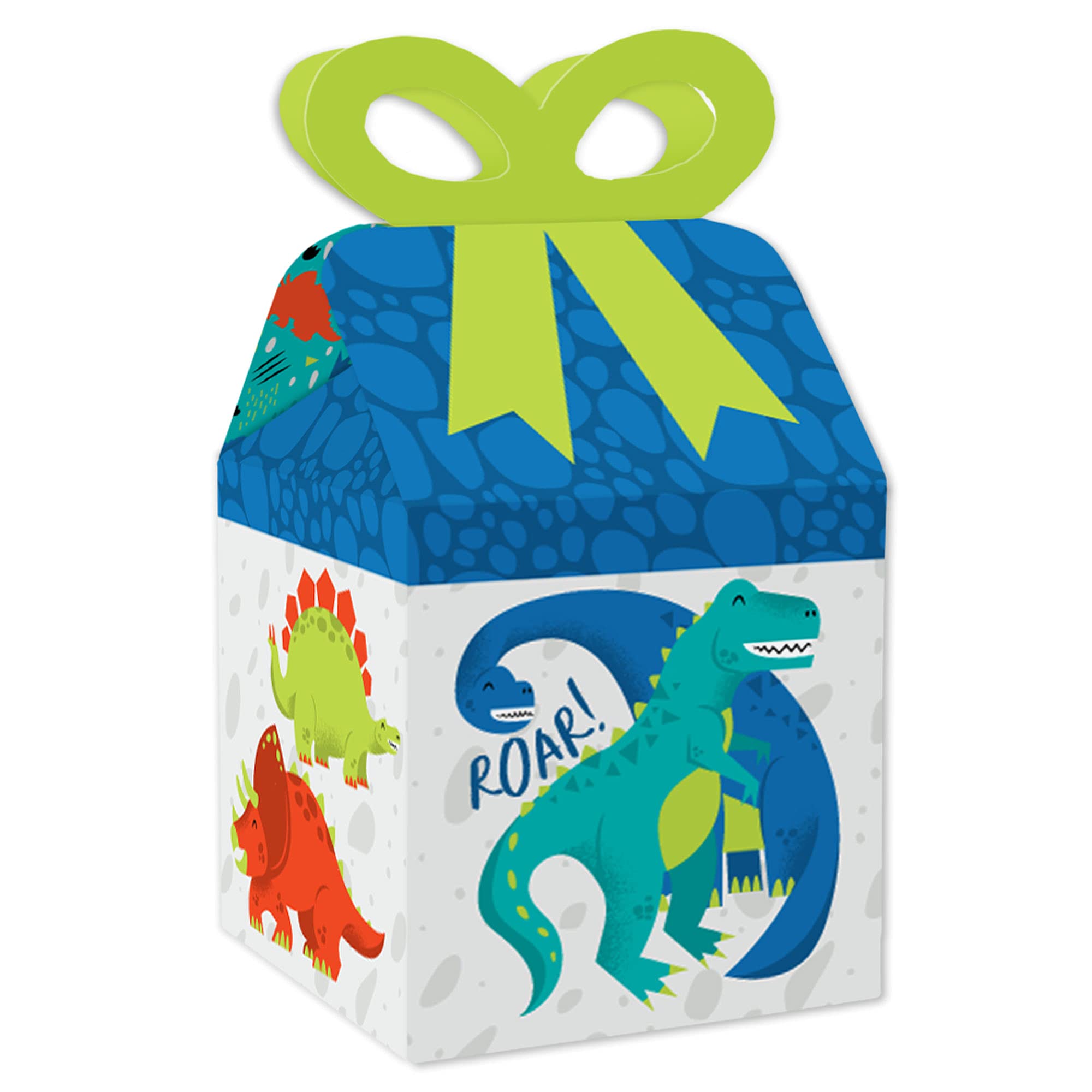 Big Dot of Happiness Roar Dinosaur Square Gift Boxes - Set of 12 for Baby Showers, Birthday Parties & Favors | Perfect for Dino-Themed Decorations & Party Supplies