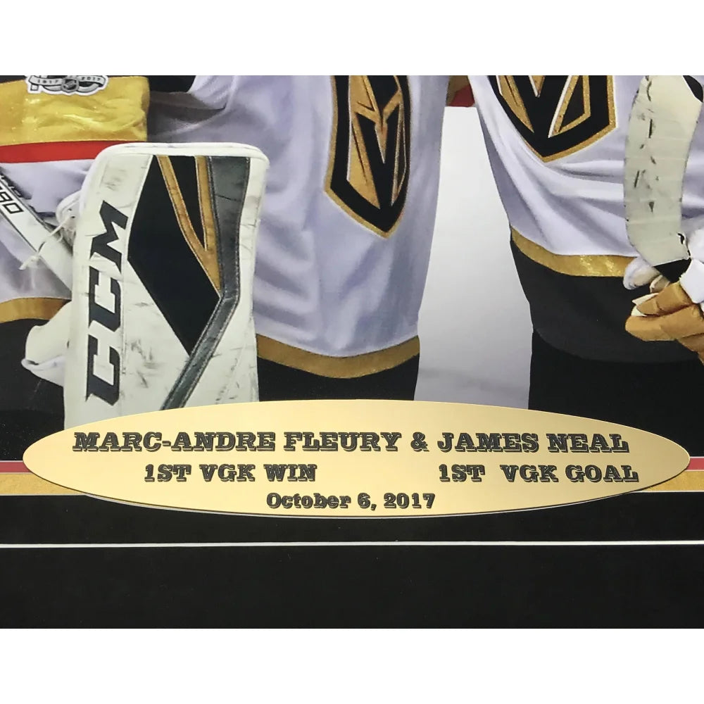 Marc Andre Fleury & James Neal Autographed Vegas Golden Knights 16x20 Framed Photo with COA - Perfect for Hockey Fans, Sports Memorabilia Collectors & Vegas Knights Enthusiasts
