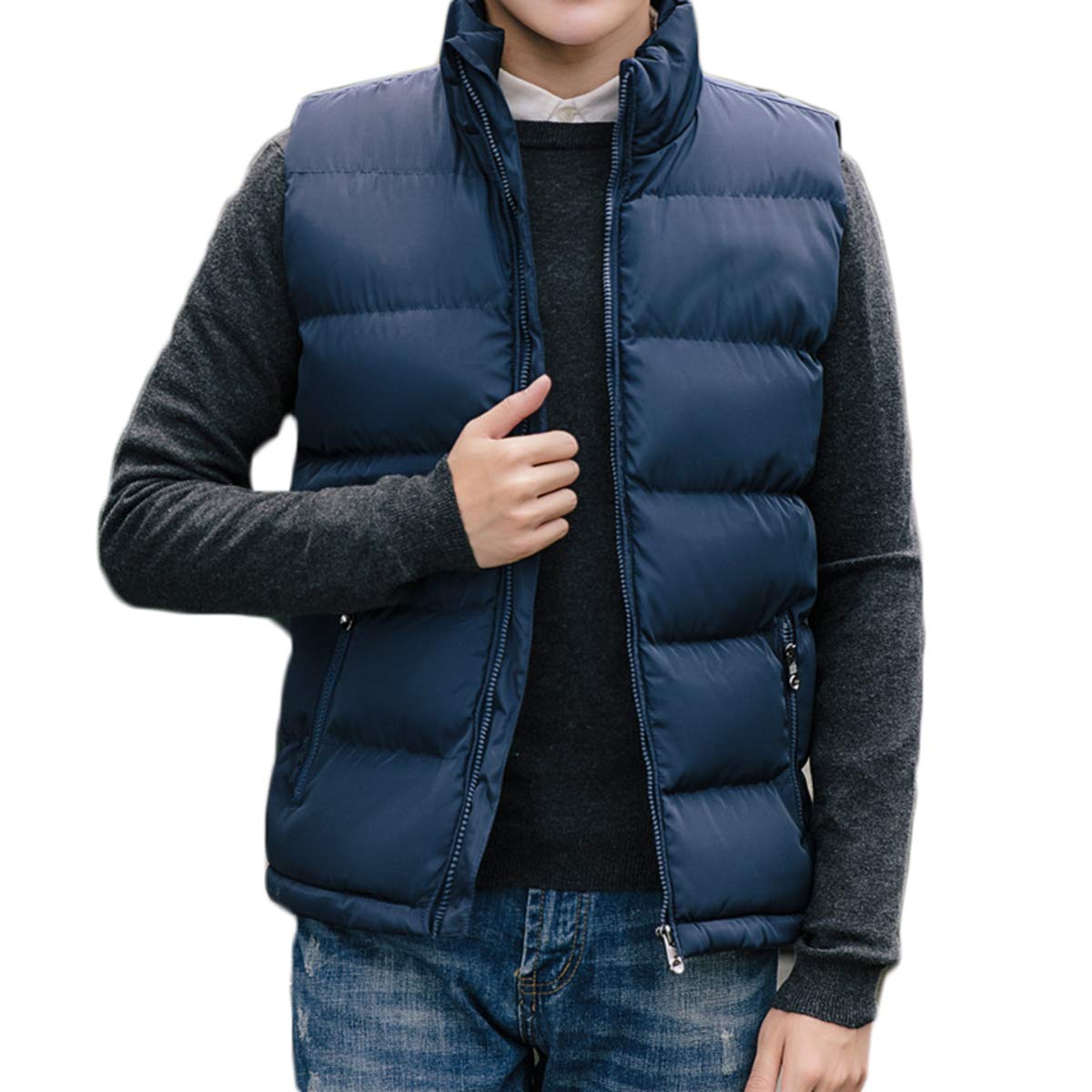 Yoawdats Men's Lightweight Packable Down Vest - Sleeveless Quilted Puffer Gilet Jacket for Outdoor Hiking, Camping & Winter Warmth