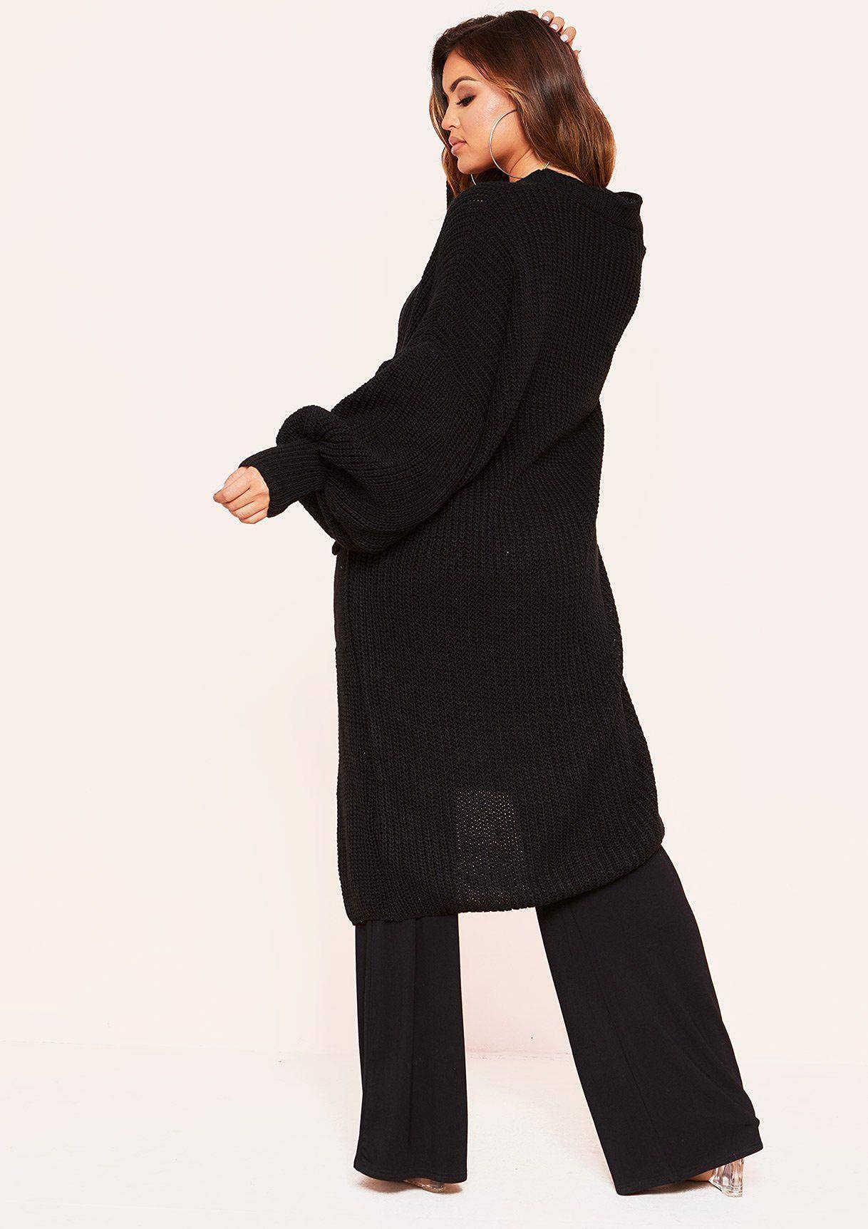 Women's Knitted Open Front Slouchy Balloon Sleeve Long Cardigan | Basic Puff Sleeve Boyfriend Sweater Coatigan | UK Size 8-14 | Perfect for Casual Outings & Cozy Evenings