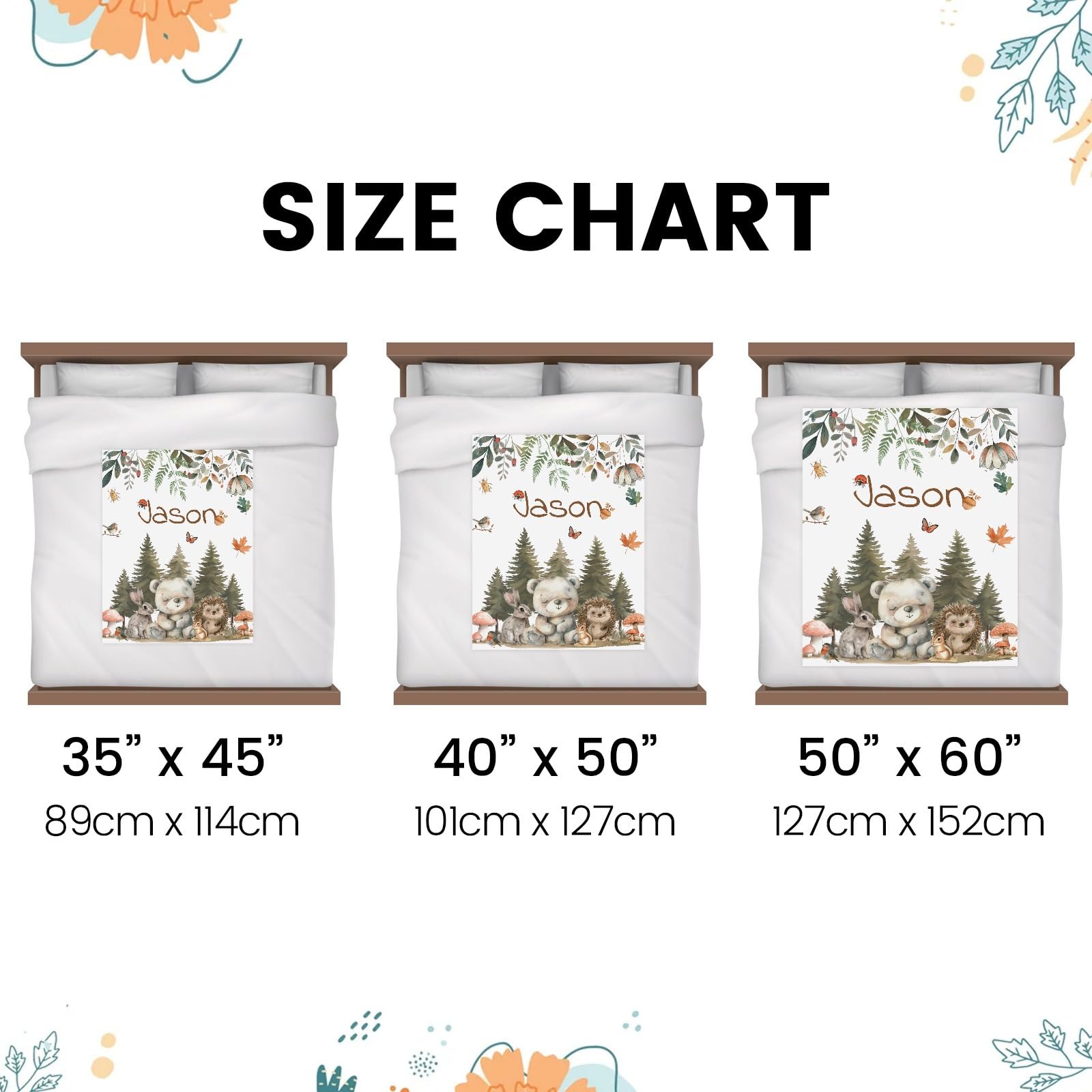 Personalized Baby Blankets for Boys & Girls - Custom Name Baby Blanket for Newborns, Toddlers | Soft Double-Layer Nursery Blanket with Dotted Backing - Perfect for Crib, Stroller, Gift & Photo Shoots (Animal Forest Design)