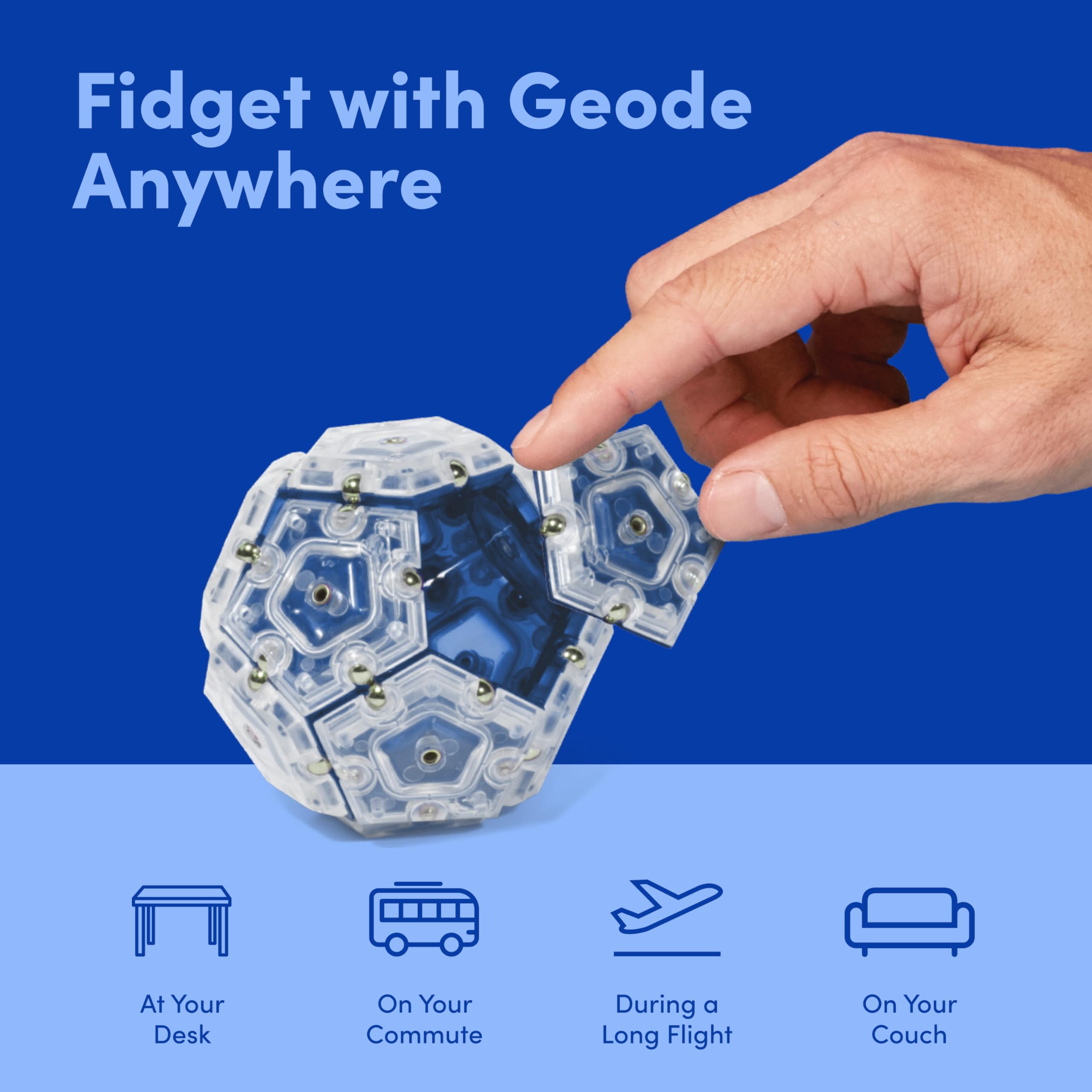 Speks Geode Sphere Magnetic Fidget Toy - Cobalt Blue Stress Relief & Focus Aid for Adults & Kids - Perfect for Office, School, Travel & Anxiety Relief