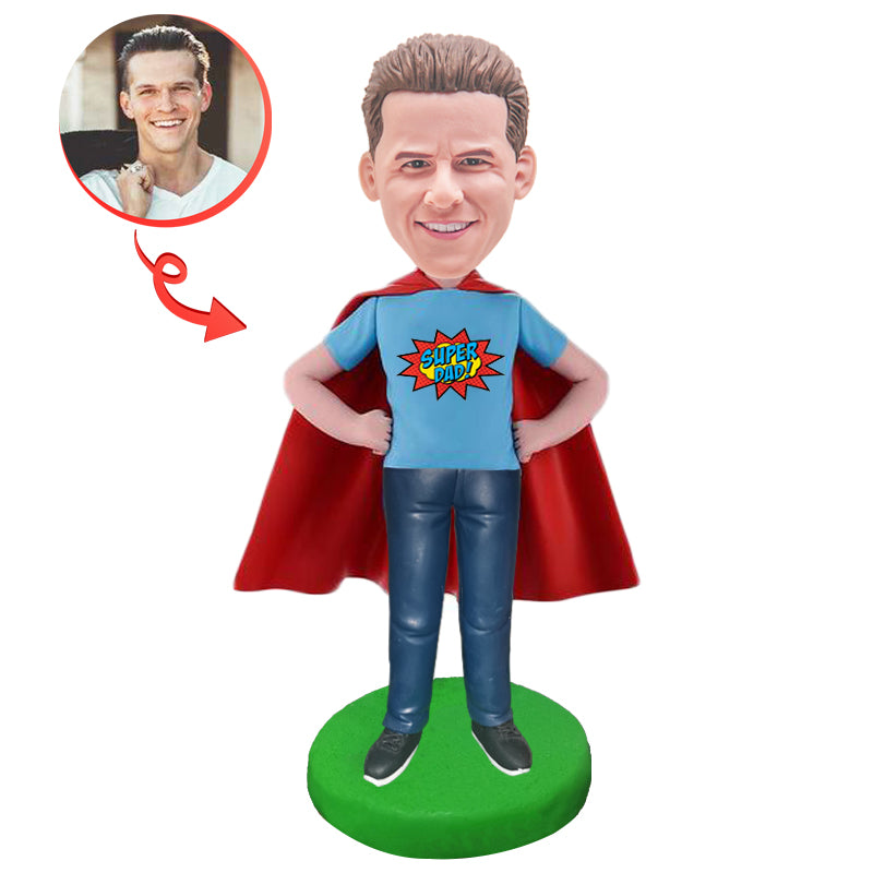 Custom Bobblehead for Super Dad - Personalized Father's Day Gift - Perfect for Birthday, Anniversary & Office Desk Decoration