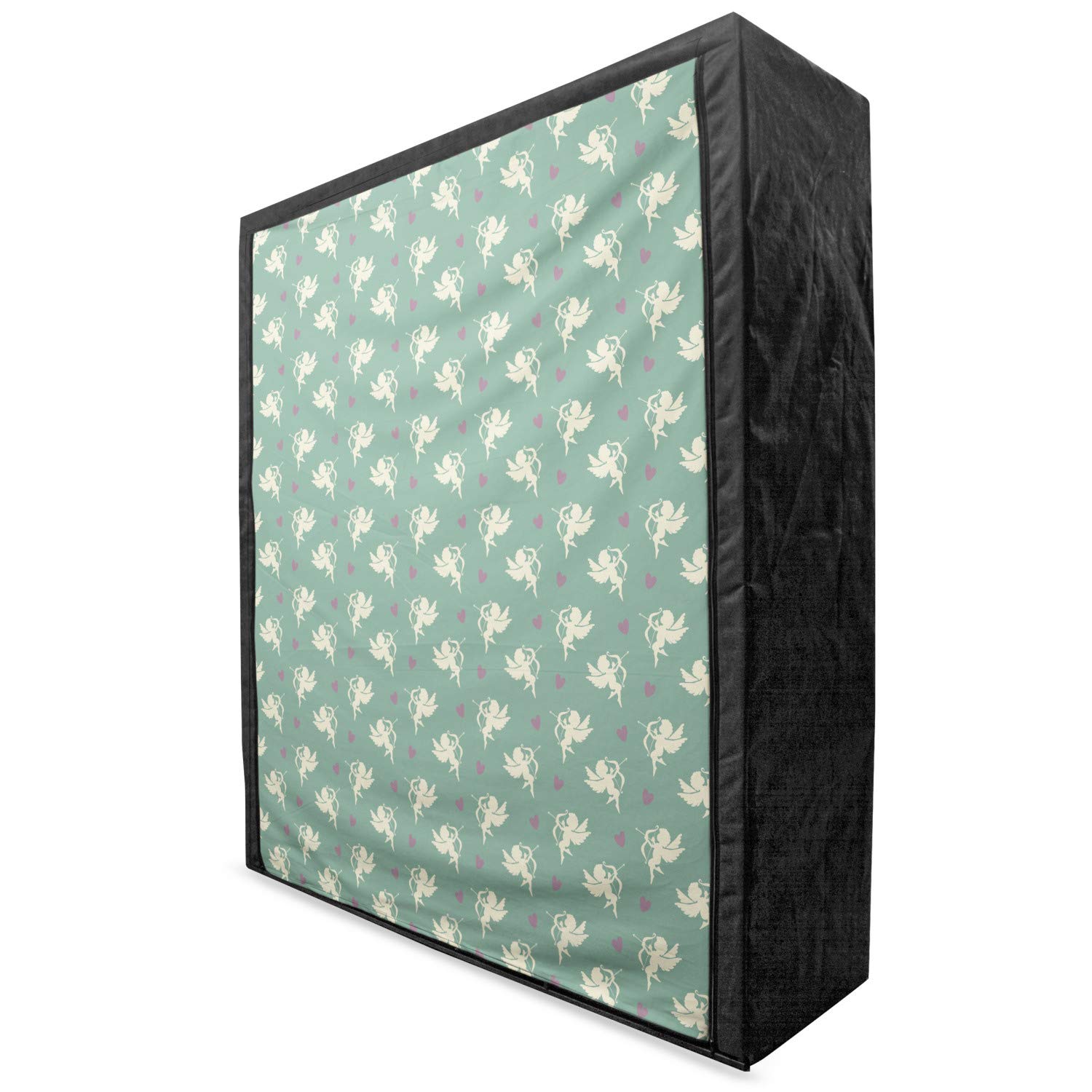 Ambesonne Green Portable Fabric Wardrobe with Greek Cupid & Hearts Pattern - 59