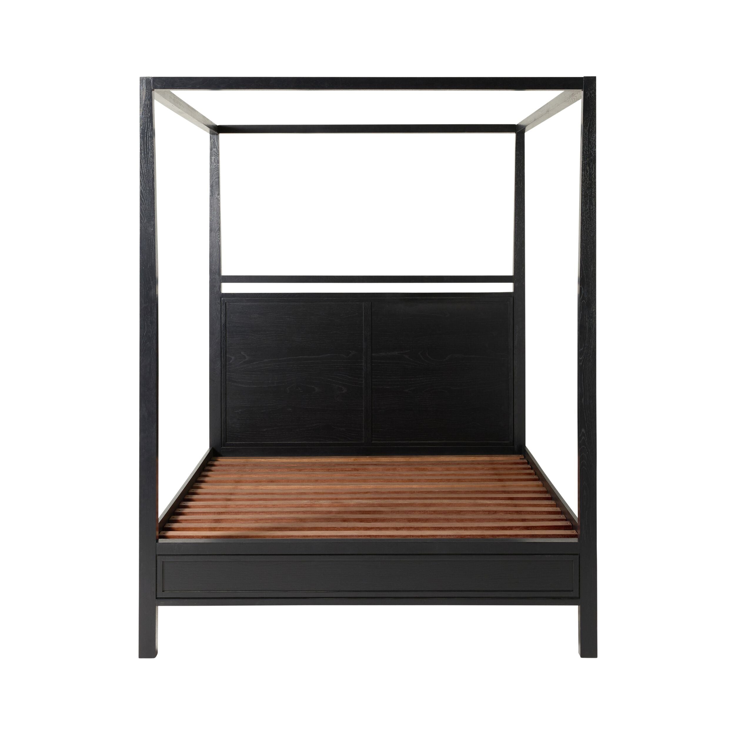 Avalon Queen Four Poster Bed Frame - Black Metal Canopy Bed for Bedroom, Master Suite, or Guest Room Decor