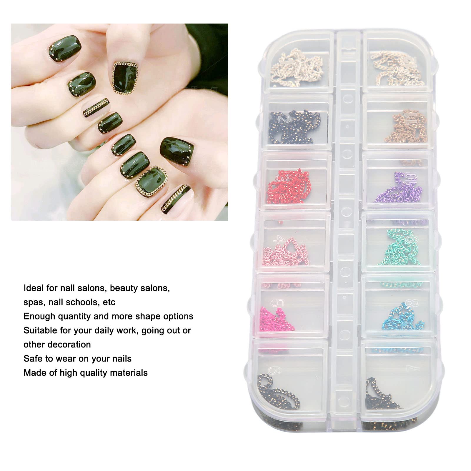 2 Boxes Nail Chains - Metal Rhinestone Nail Decorations for Punk Style, DIY Nail Art Designs | Perfect for Nail Salons, Home Manicures & Gothic Fashion Accessories