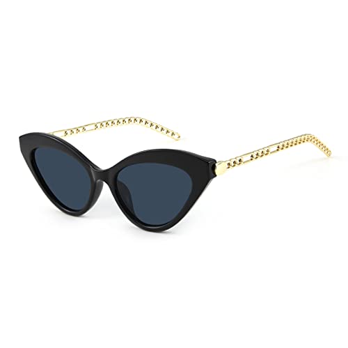 Retro Vintage Narrow Cat Eye Sunglasses for Women - Trendy Metal Frame Clout Glasses for Fashion & Outdoor Activities
