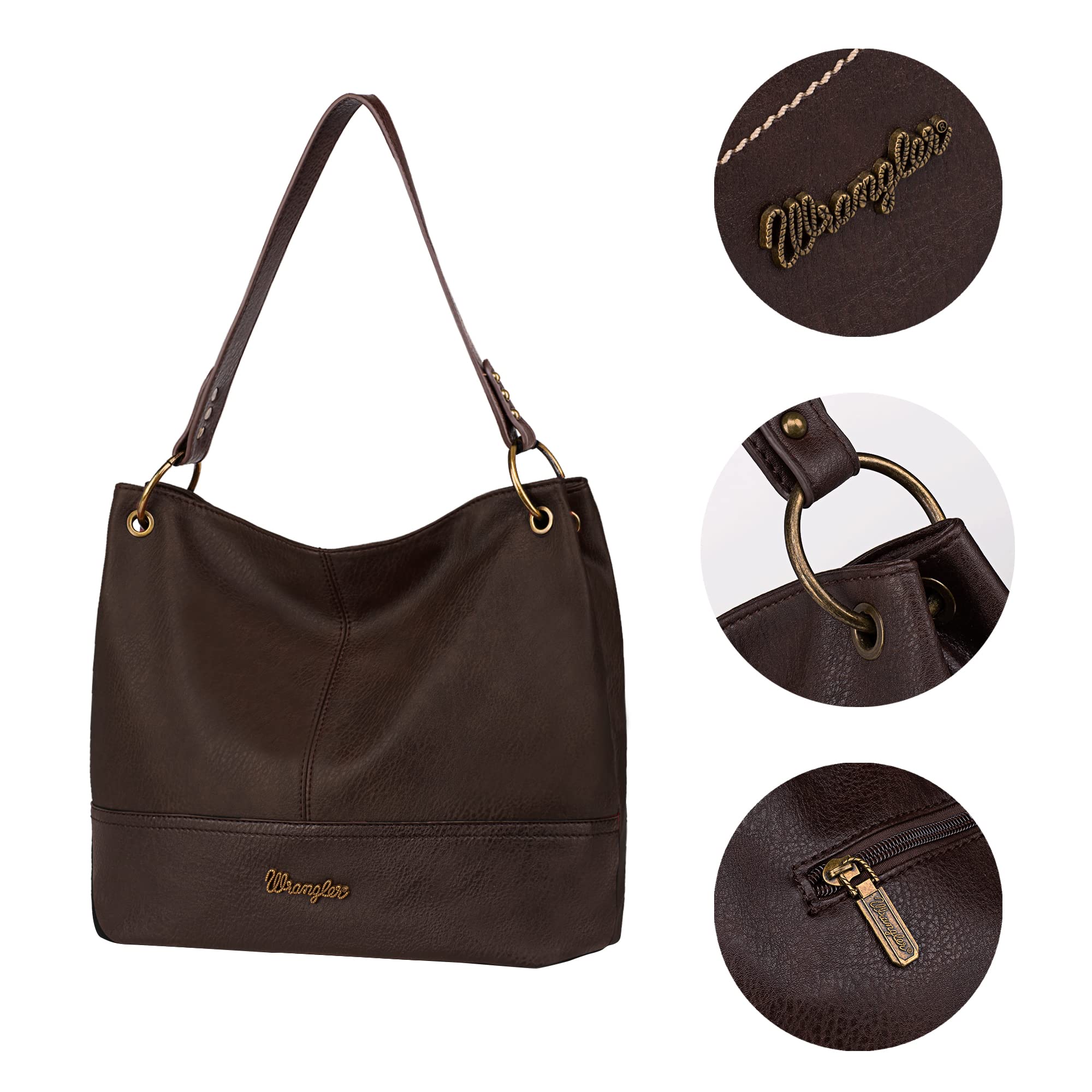 Wrangler Vegan Leather Hobo Bags for Women - Stylish Top Handle Shoulder Purses & Handbags for Work, Travel & Everyday Use