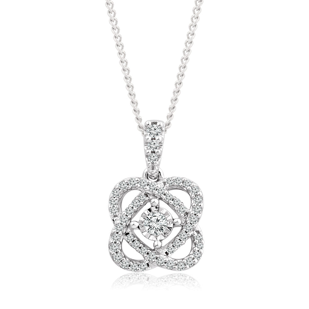 10ct White Gold 1/5 Carat Diamond Pendant Necklace for Women - Elegant Jewelry Gift for Anniversary, Valentine's Day & Special Occasions