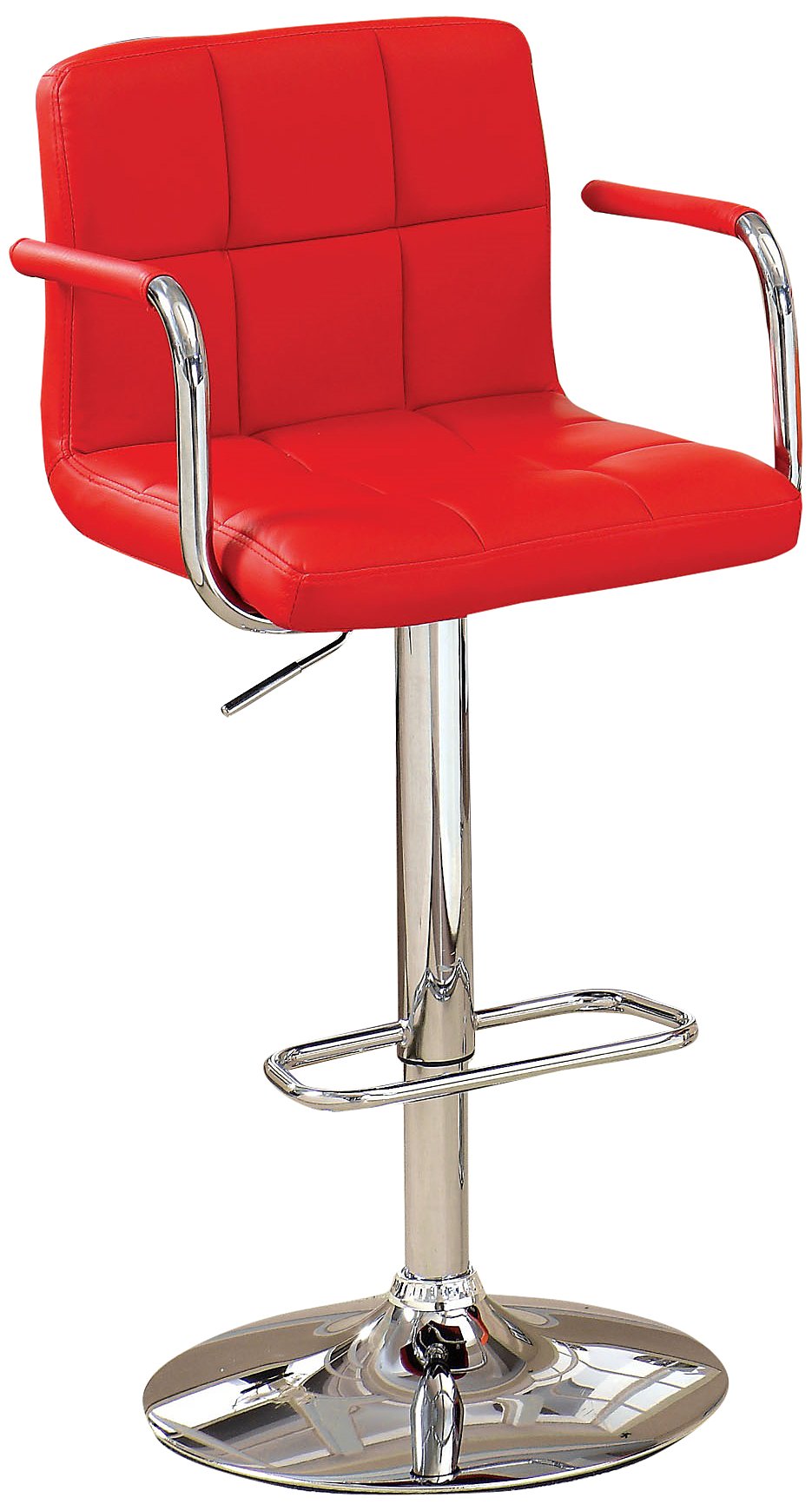 Modern Chelsea Leatherette Swivel Bar Stool - Red - Adjustable Height Counter Stool for Kitchen Island, Breakfast Bar & Home Pub - Comfortable PU Leather Seat with 360° Rotation