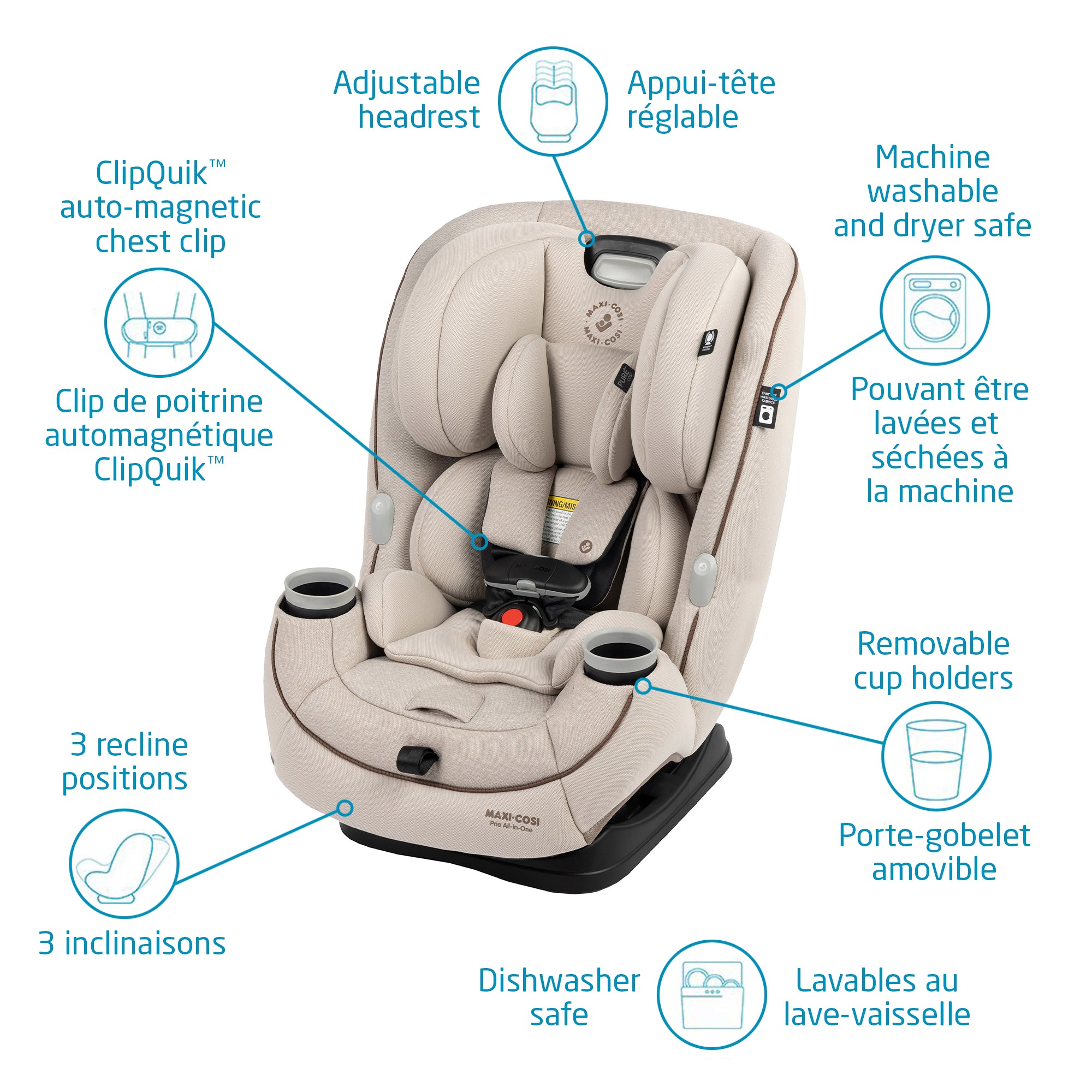 Maxi Cosi Pria All-in-One Convertible Car Seat for Infants & Toddlers - Safe & Comfortable 3-in-1 Design for Rear-Facing, Forward-Facing & Booster - Perfect for Travel, Daily Commute & Family Road Trips