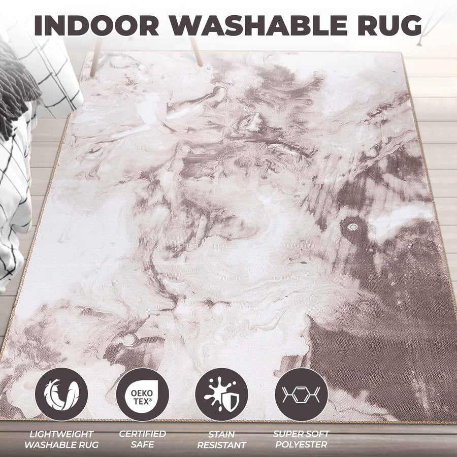 Yuma Abstract Marble Pattern Non-Slip Area Rug & Runner - Perfect for Living Room, Bedroom, or Hallway Decor