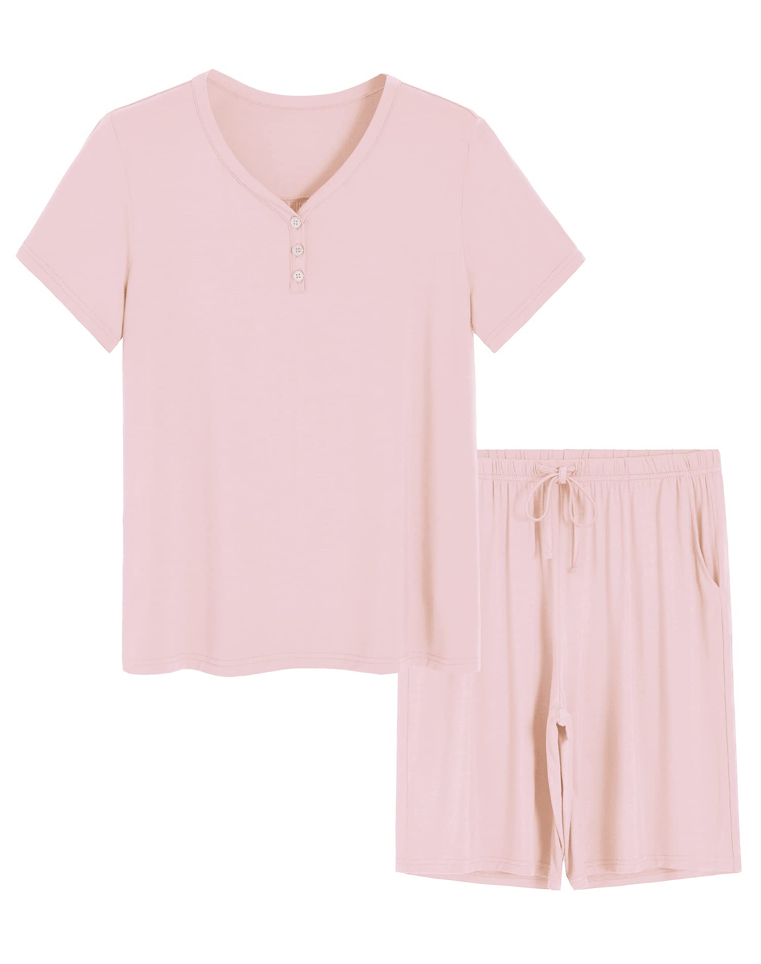 Women's Bamboo Viscose Bermuda Shorts Pajama Set - Soft & Breathable Sleepwear for Summer - Perfect for Lounging, Travel & Relaxing at Home