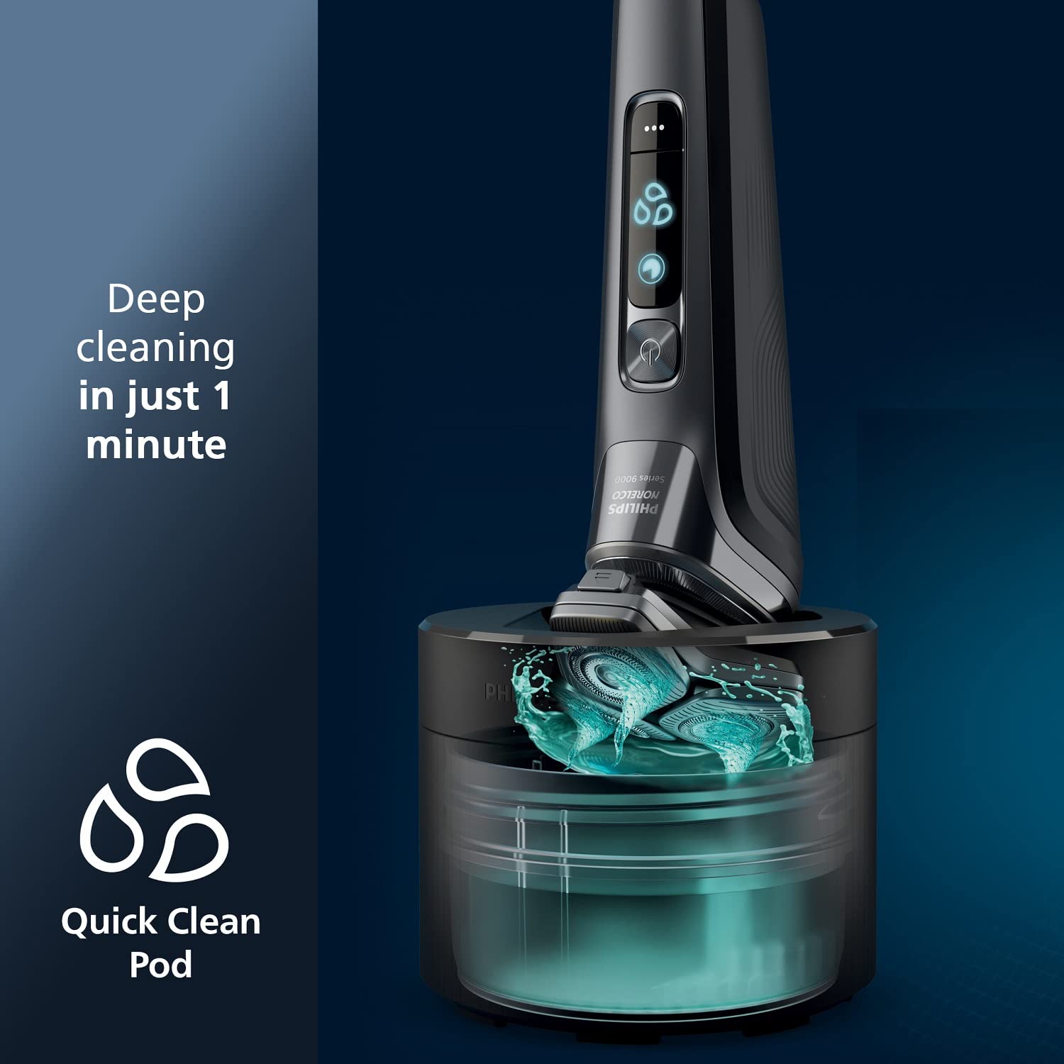 Philips Norelco Shaver 9800 Electric Razor with SmartClean System (Model S9987/85) & 2-Pack Quick Clean Pod Replacement Cartridges (CC12/52) - Wet/Dry Cordless Shaver for Men with Precision Trimmer - Perfect for Travel, Daily Grooming & Sensitive Skin Care