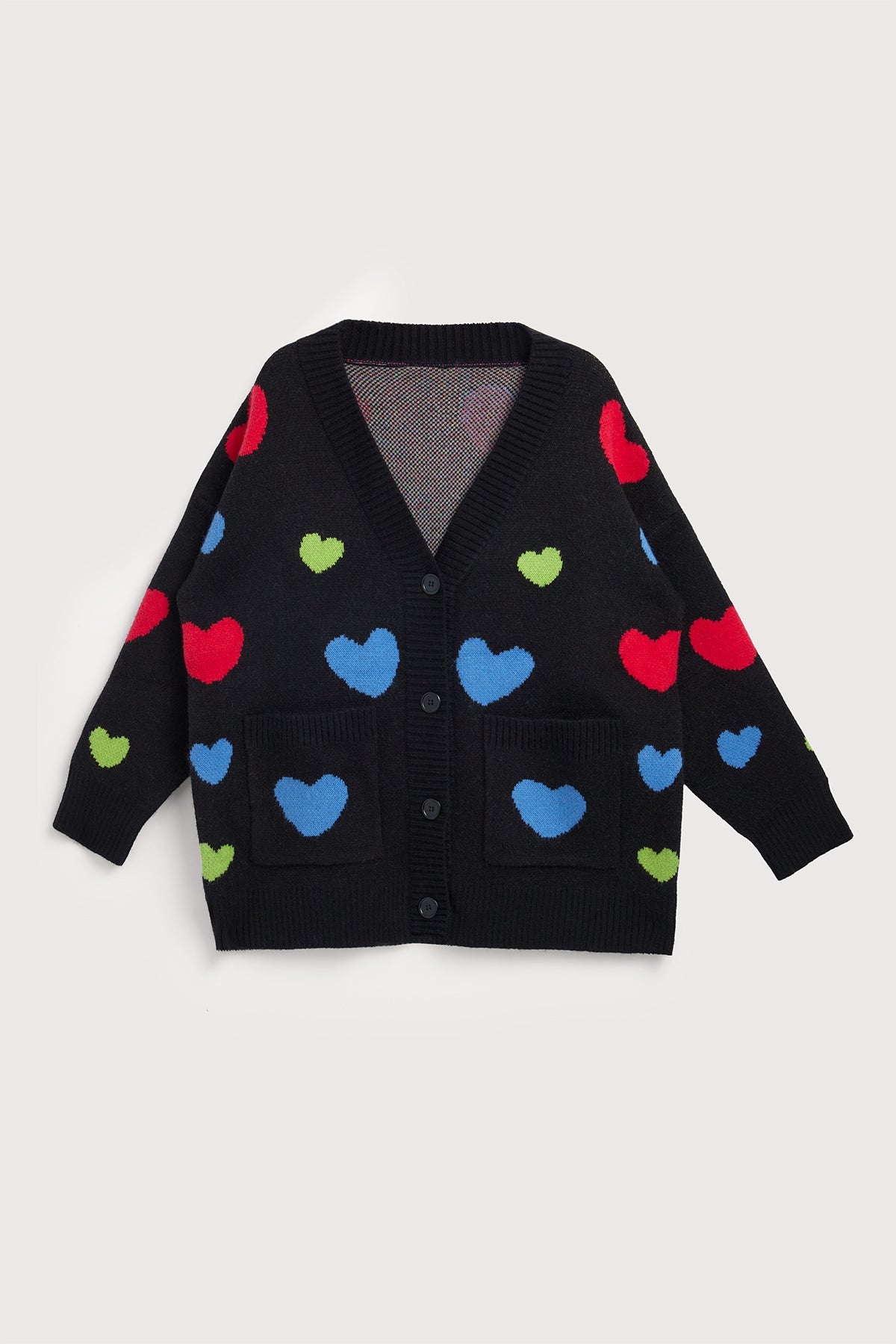 Stylish Multicolor Heart Button Cardigan for Women - Cozy & Trendy Knit Sweater for Casual Outfits, Date Nights & Layering