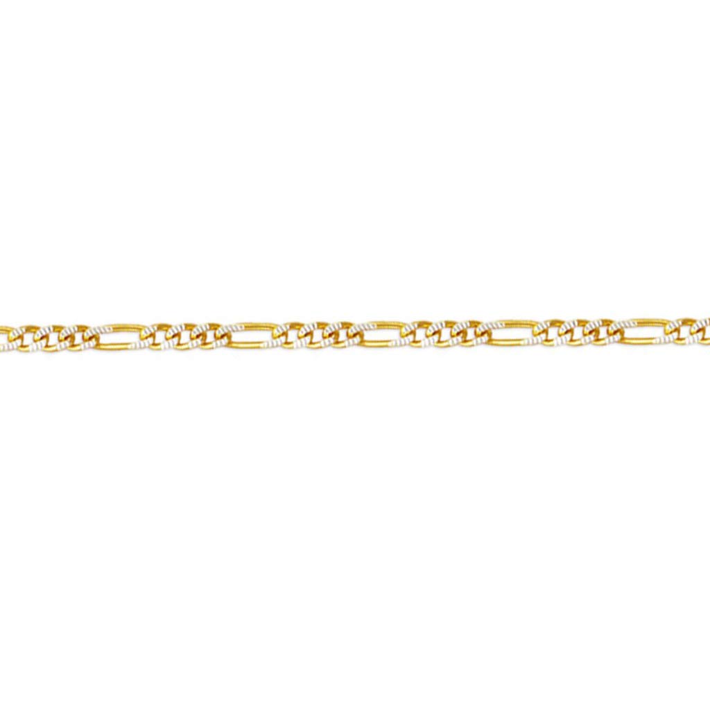 14K Gold Figaro White Pave Chain Necklace - Italian Jewelry for Women & Men - 16 to 26 Inches Length, 1.8mm to 9.6mm Width - Elegant Gift for Anniversary, Birthday & Special Occasions