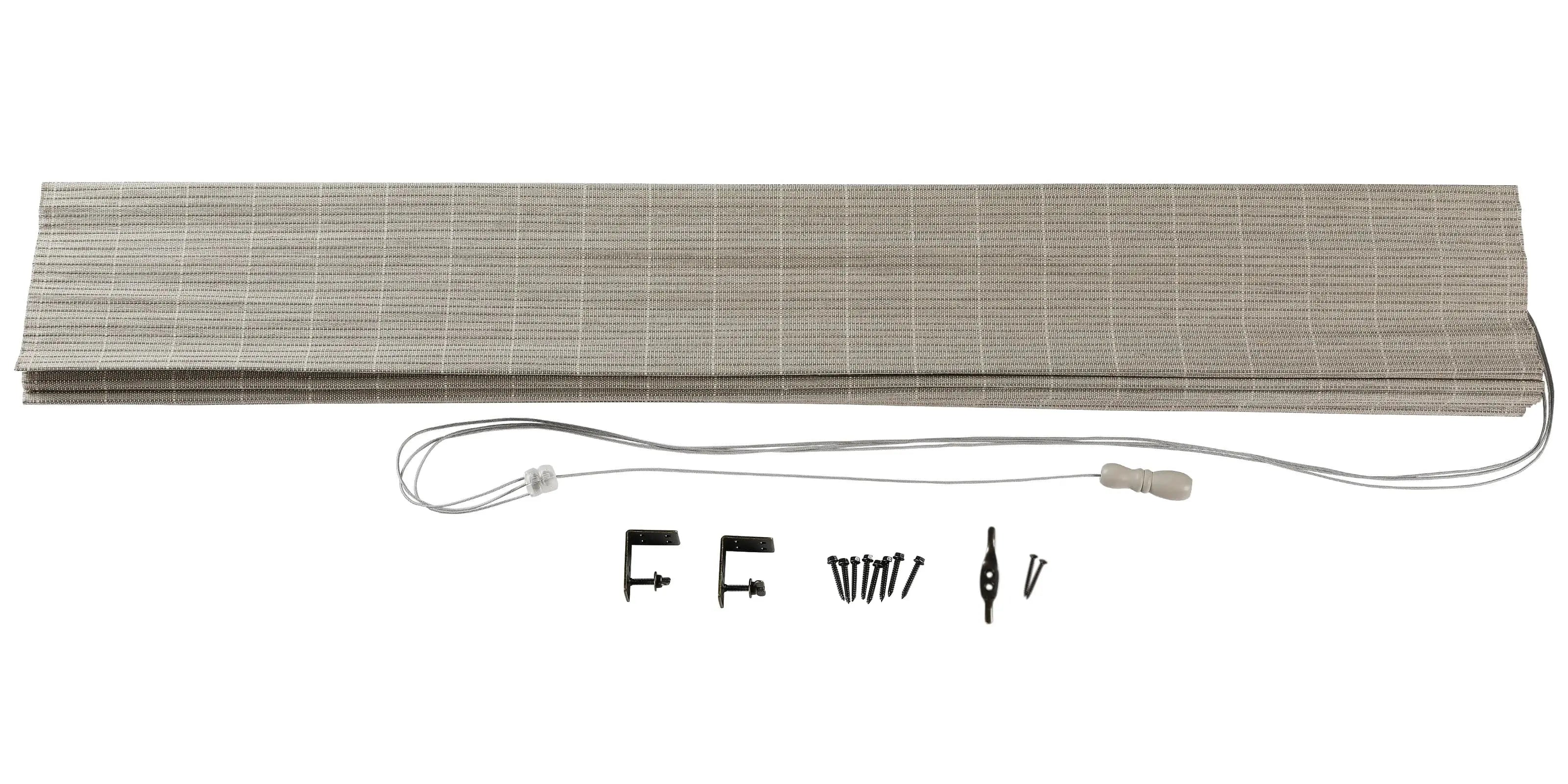 Natural Flax Bamboo Woven Window Shade - Eco-Friendly Stone Color for Living Room & Bedroom Blackout Privacy