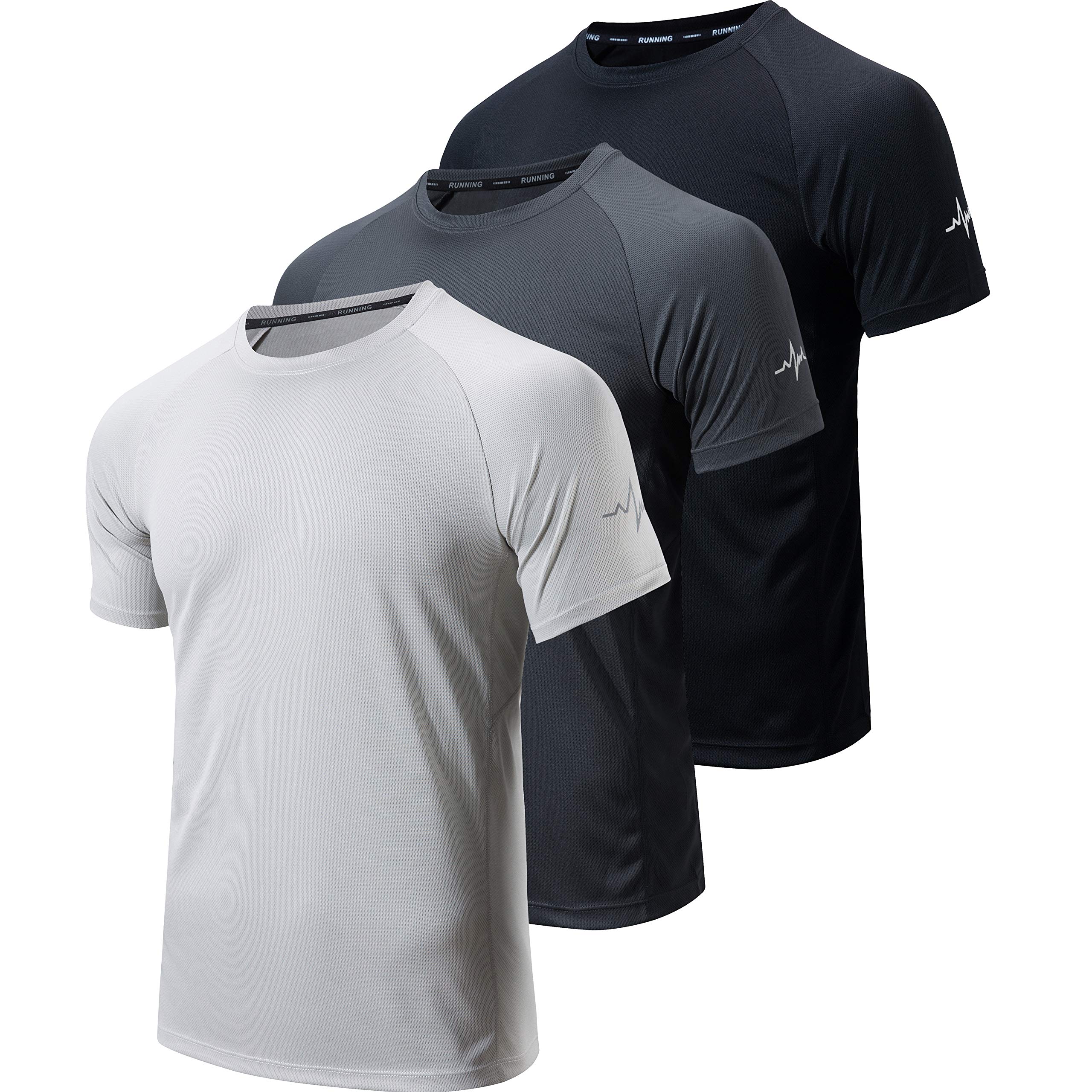 WanNiu Men's 3 Pack Dry Fit Workout T-Shirts - Moisture Wicking Athletic Gym Shirts with Mesh Short Sleeves for Running, Training & Fitness | Comfortable Performance Tees for Active Lifestyle