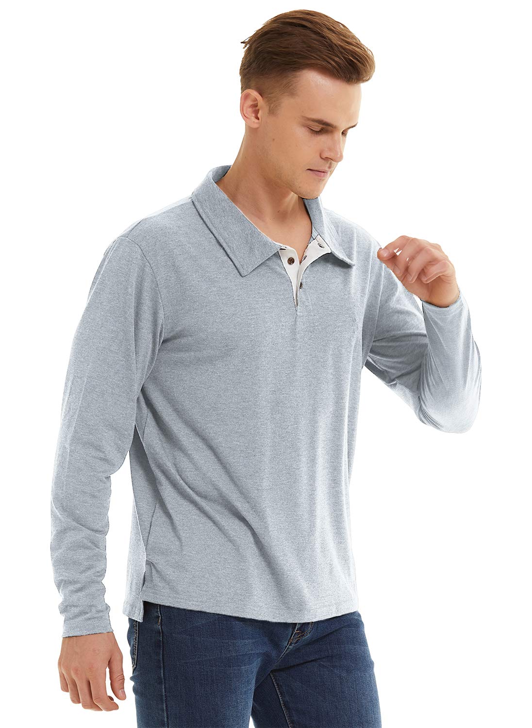 YuKaiChen Men's Long Sleeve Polo Shirt - Breathable Golf Shirt for Men, Casual Work & Business Wear, Perfect for Office, Golfing and Outdoor Activities