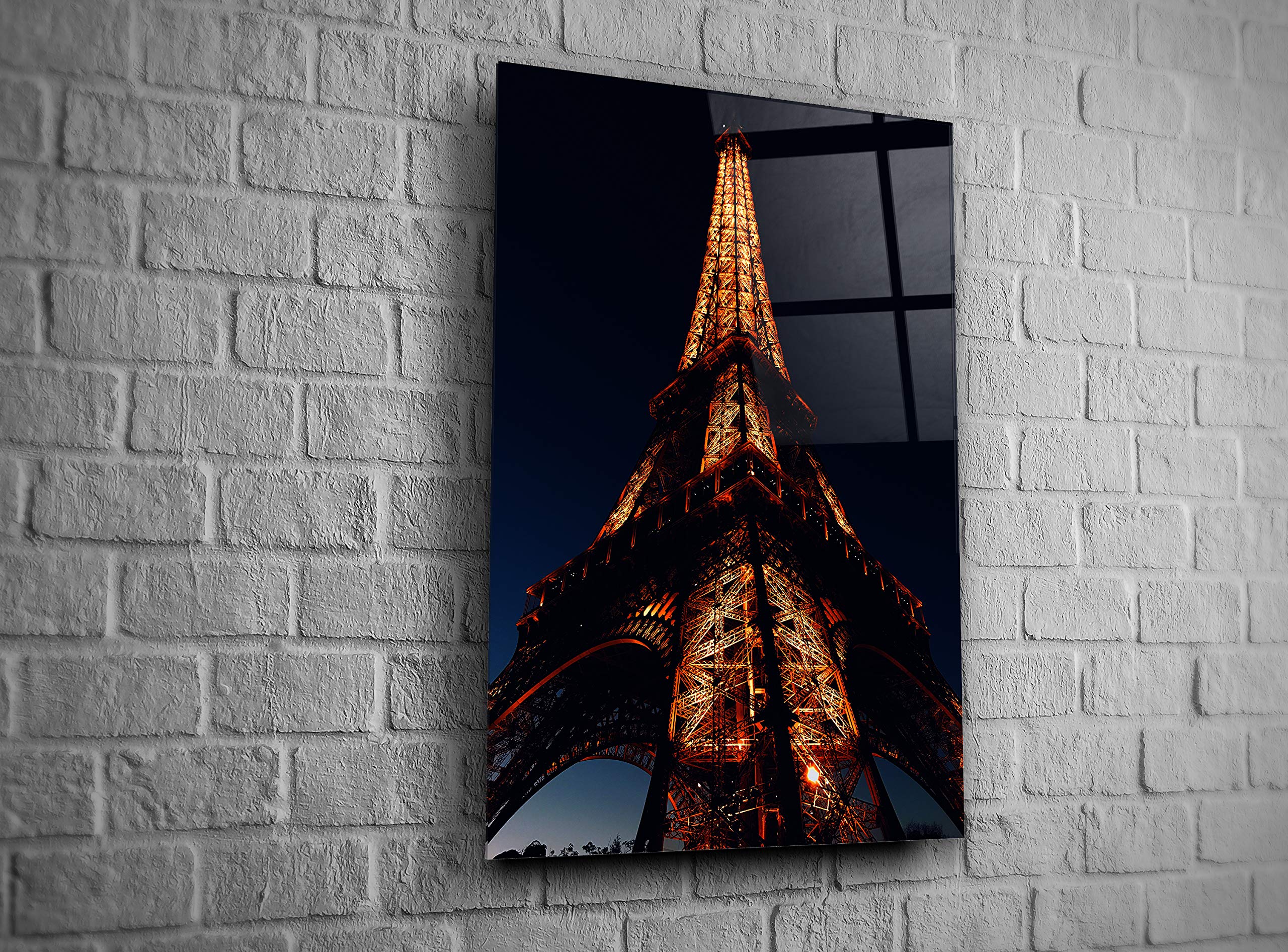 Eiffel Tower Tempered Glass Wall Art - Paris Themed Home & Office Decor - Modern Gift for Housewarming, Wedding, Birthday (16x24) - Perfect for Living Room, Bedroom, Hotel Lobby