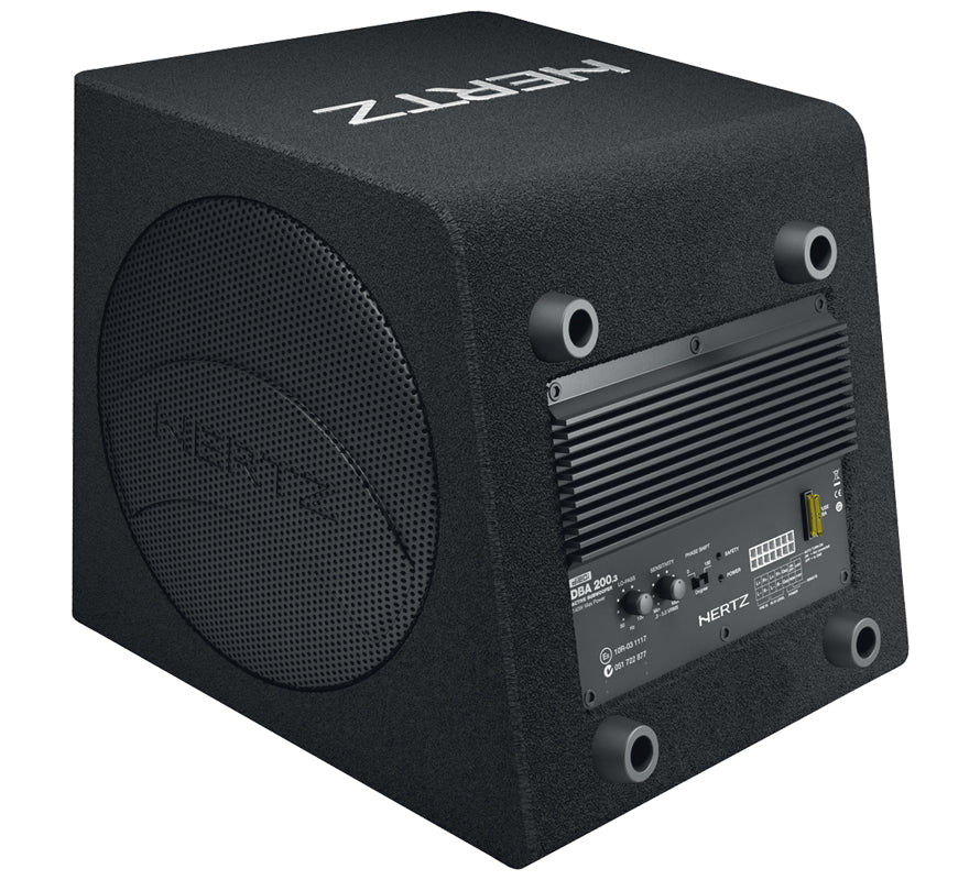 Hertz DBA 200.3 Dieci Series 8-Inch Car Subwoofer with 2 Passive Radiators - 140W Active Subwoofer Box for Powerful Bass | Perfect for Car Audio Systems & Home Theater Setup