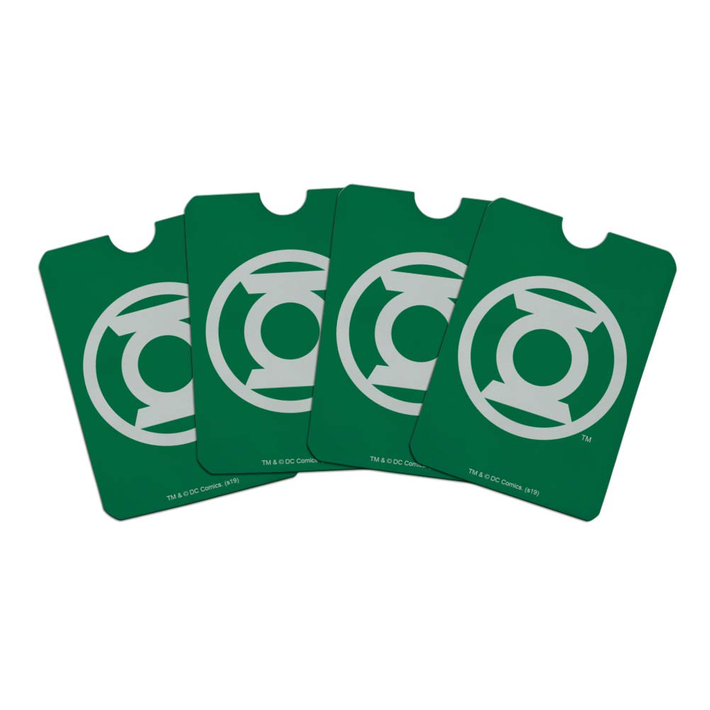 Green Lantern White Logo RFID Blocking Credit Card Holder - Set of 4 Wallet Protectors for Contactless Security | Perfect for Travel, Shopping & Identity Theft Protection