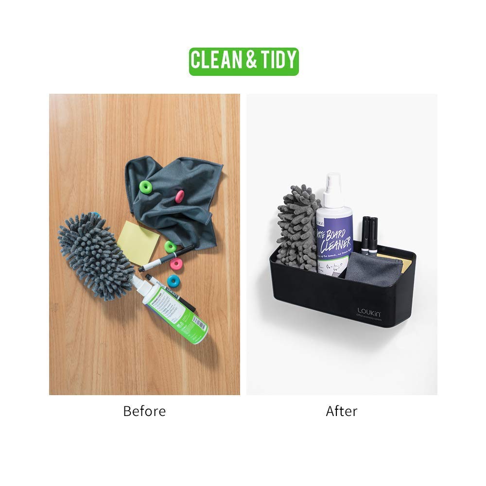 Loukin Whiteboard Accessories Bundle - Non-Toxic Whiteboard Cleaner Kit (8.5 fl oz) with Magnetic & Adhesive Marker Holder | Perfect for Office, Classroom & Home Organization