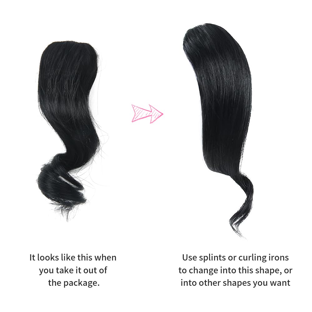 Dsoar 2PCS Wavy Clip-In Bangs - Real Human Hair Side Fringe Extensions (Jet Black) for Instant Volume & Styling - Perfect for Cosplay, Daily Wear & Special Occasions